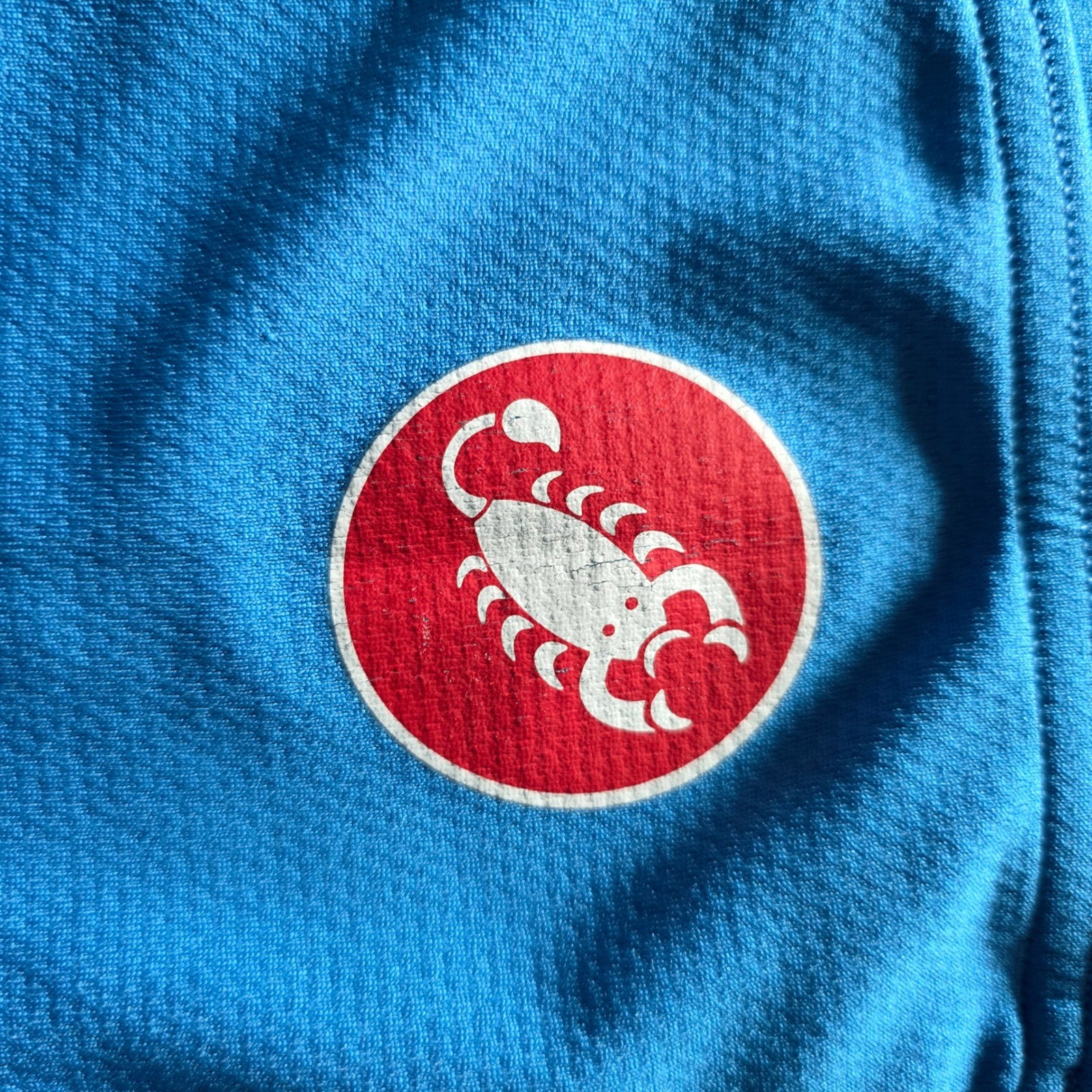 Castelli Blue Short Sleeve Cycling Jersey Full Zip Road Bike Scorpion Logo Mens