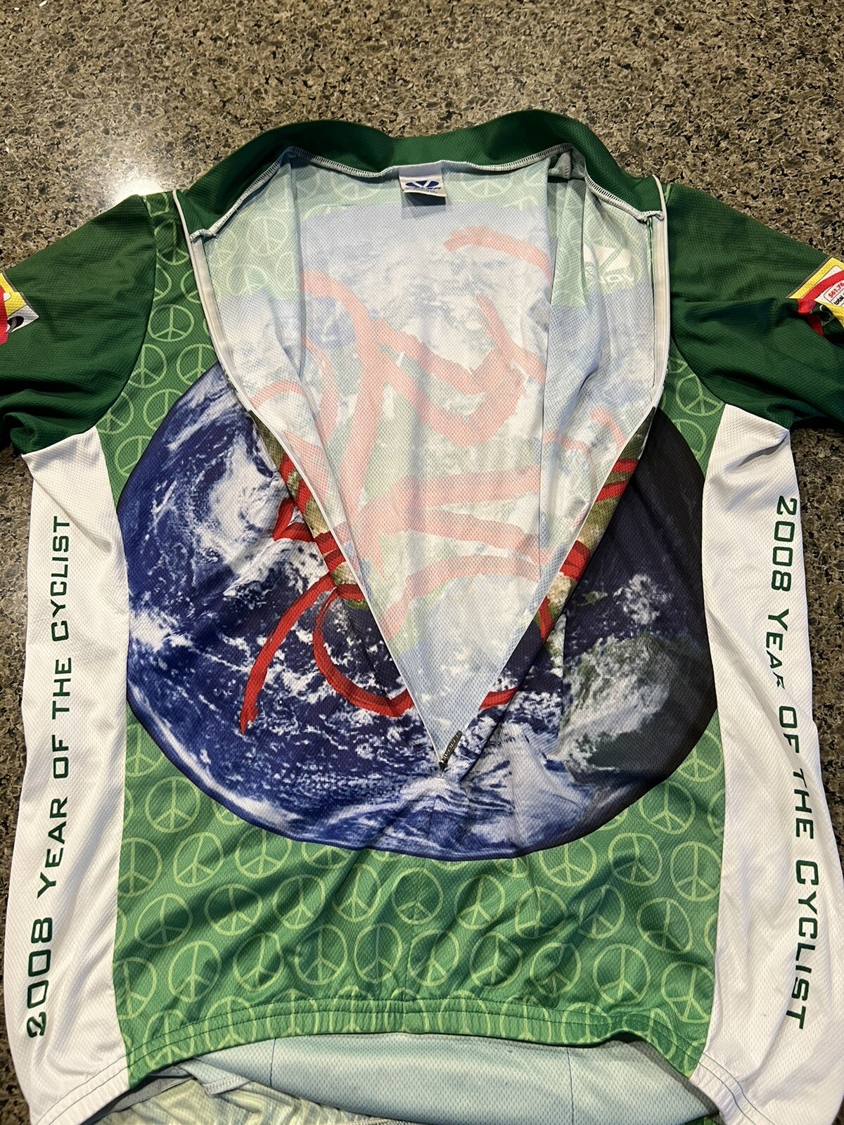 2008 Voler Year Of The Cyclist Bike Cycling Jersey Shirt Sz XL 3/4 Zip Gre Earth