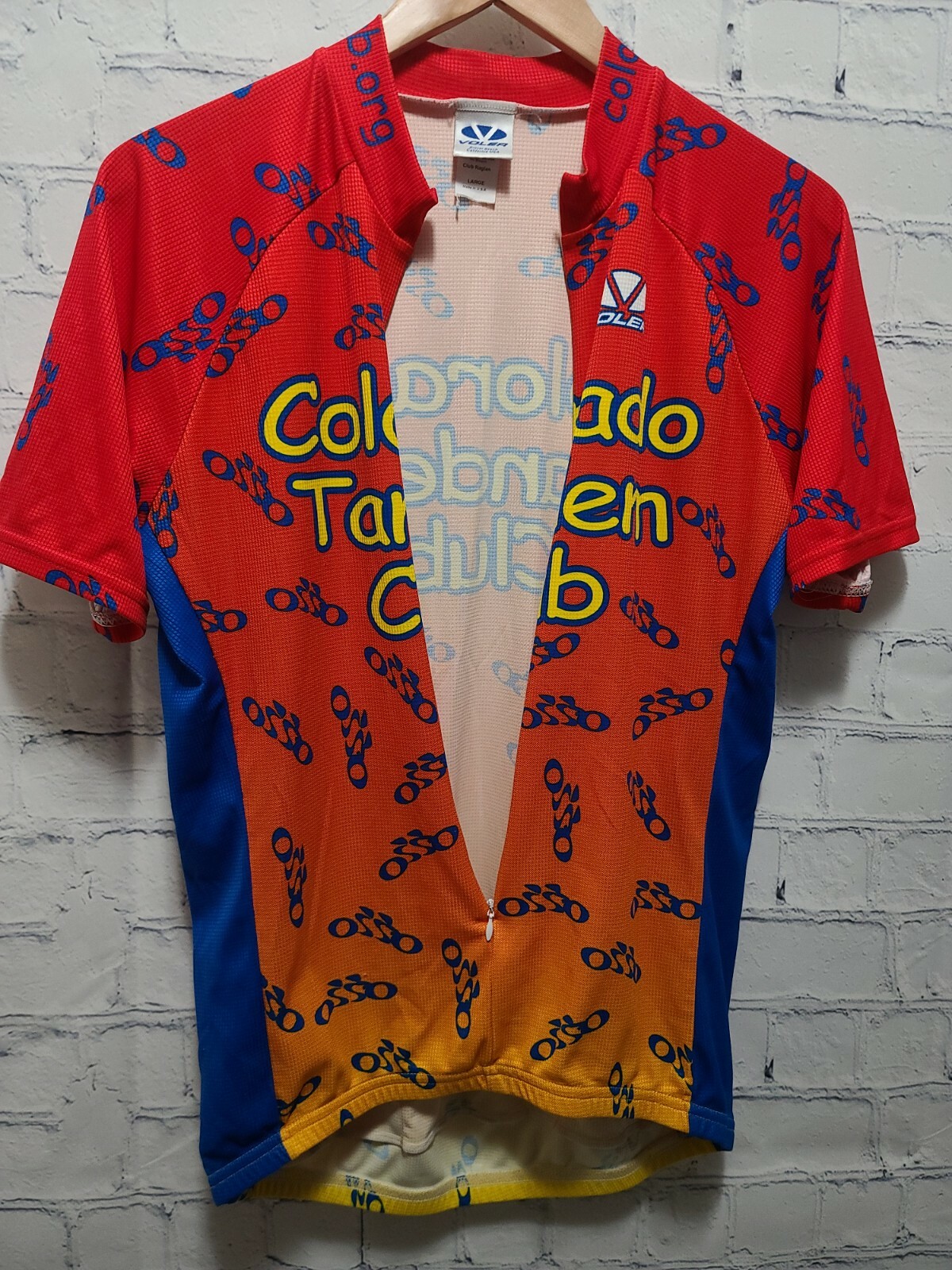 Men’s Club Raglan Cyclist VOLER Jersey Size Large L LG Colorado Tandem Club B10