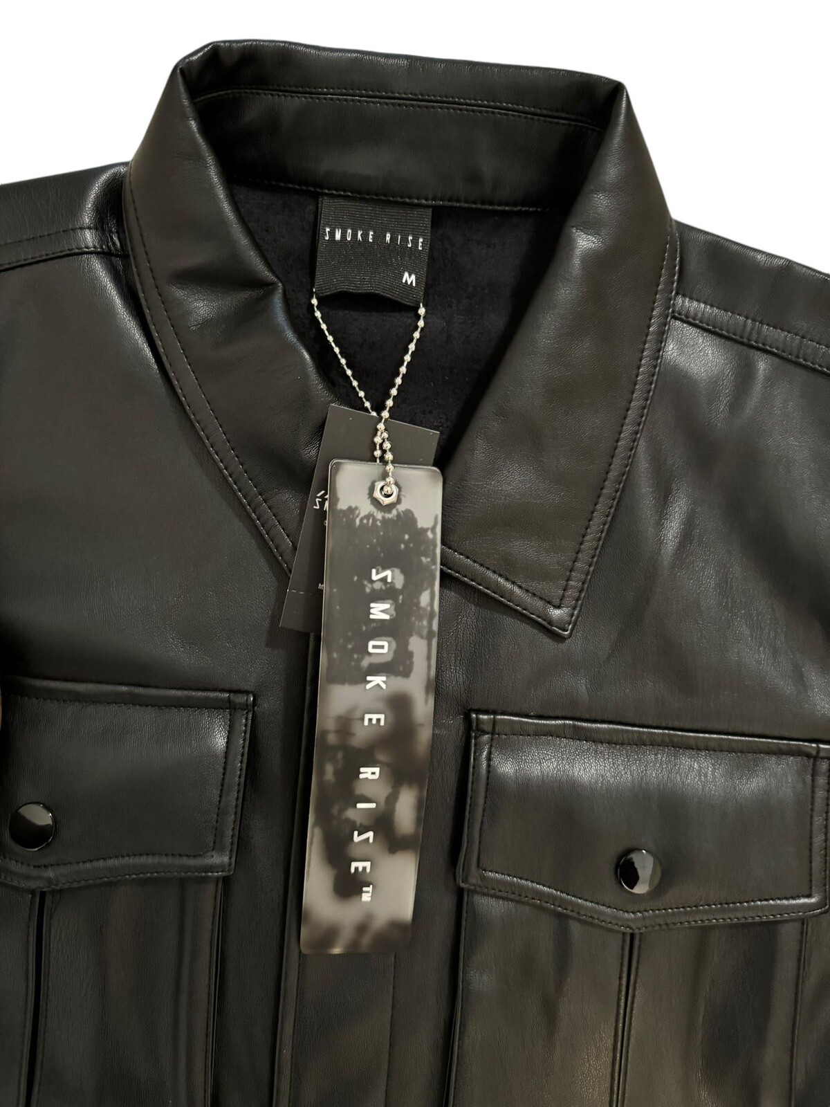 Men Smoke Rise Leather Jacket Size M