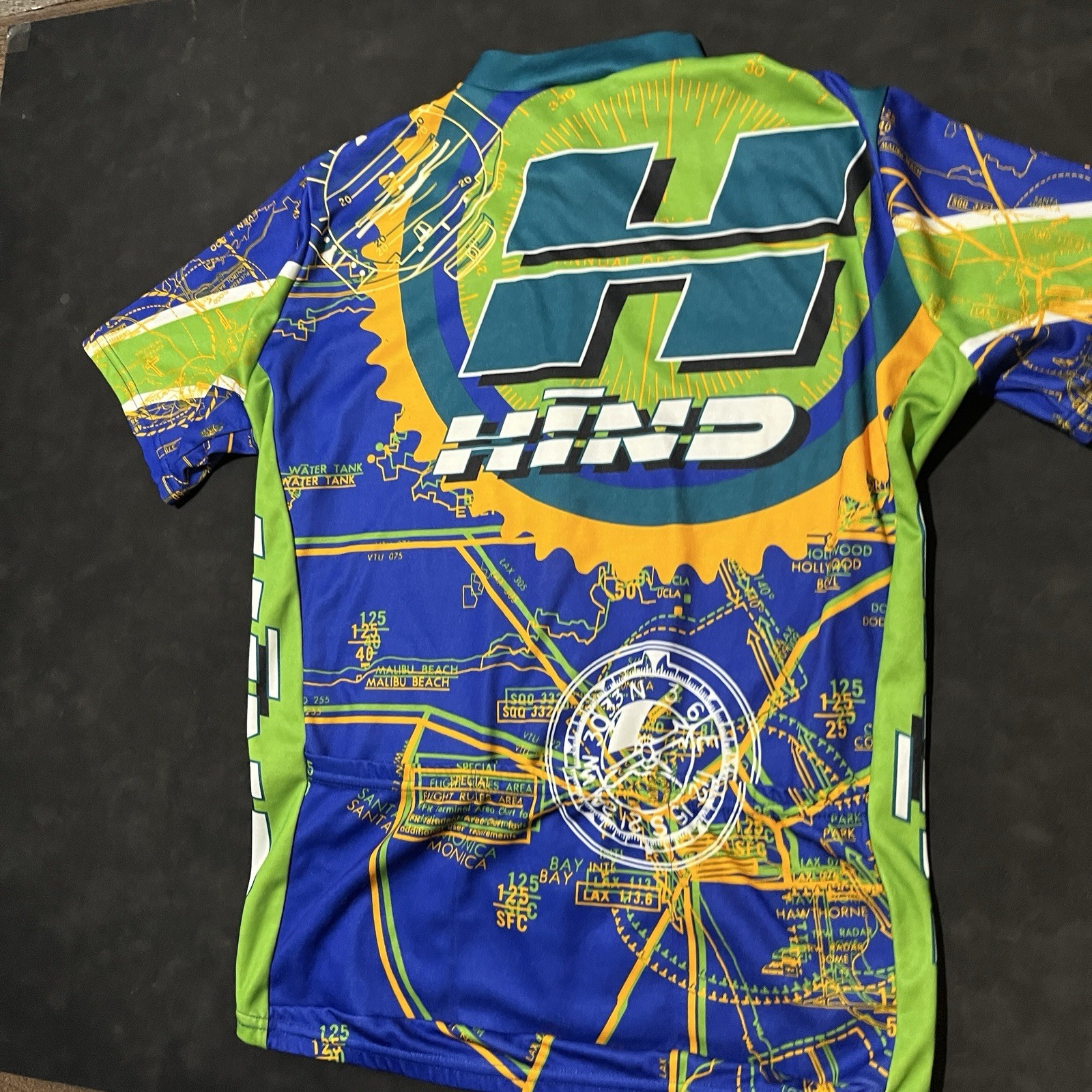 Vintage Hind Cycling Jersey USA Made 90s Canari Florida Orange Green Pockets Zip