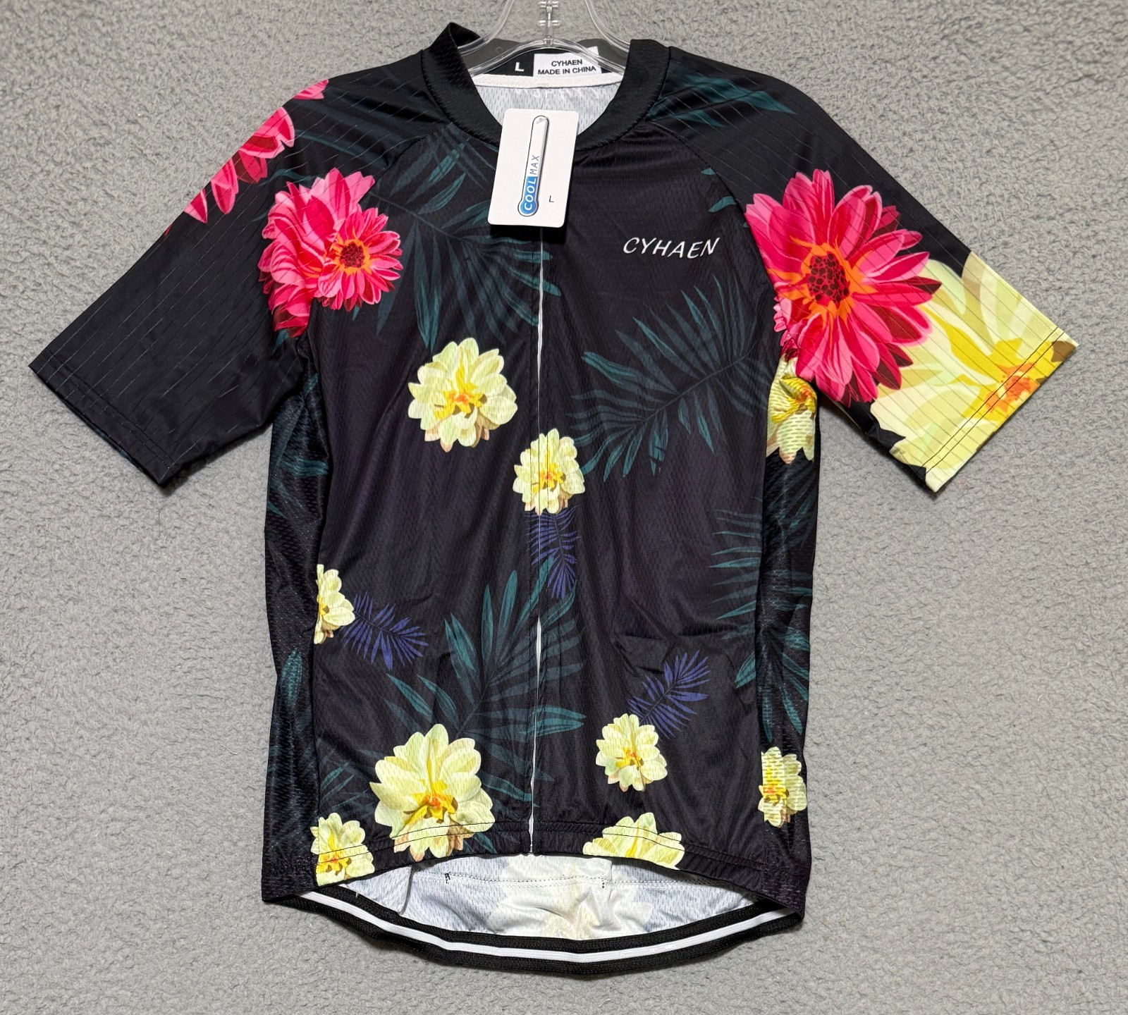 Cyhaen Cool Max Full Zip Cycling Jersey Mens Large Floral NEW