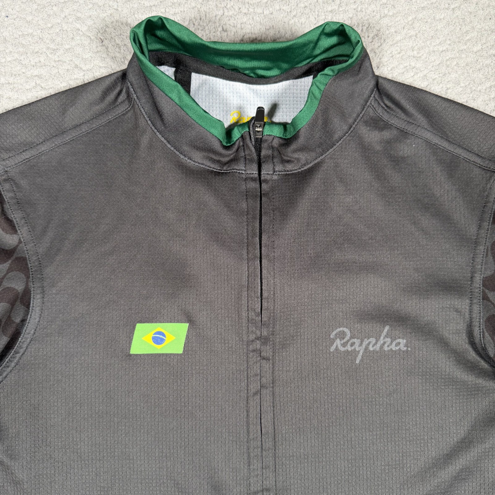Rapha Cycling Jersey Mens Medium Black Country Lightweight Stretch Brazil Logo