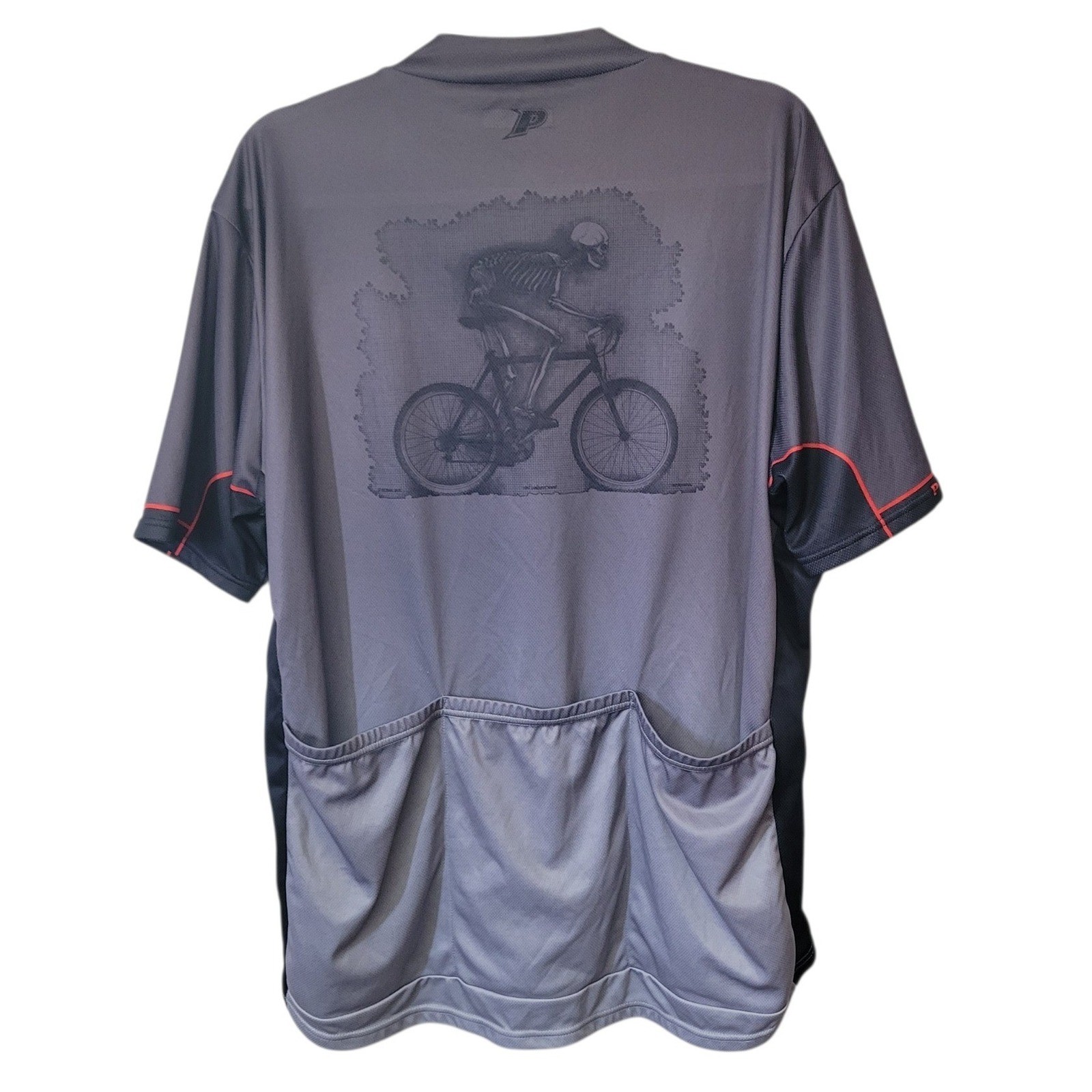 Primal Wear Mens Skeleton Bicycle Cycling Jersey Grey XXXL 3XL Quarter Zip A703