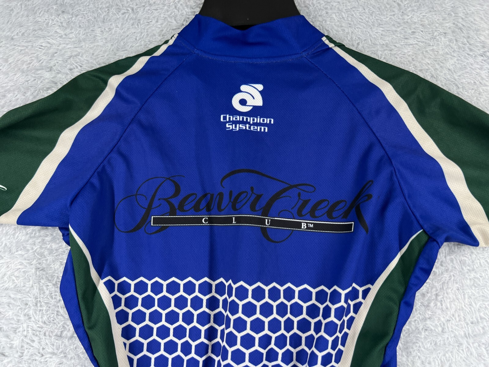 Champsys Cycling Jersey Womens Medium Blue Green 1/2 Zip 100% Polyester Pockets