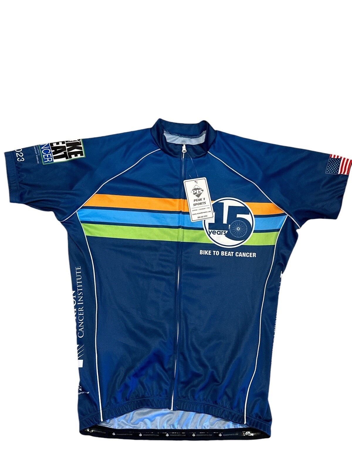 Peak 1 Sports Cycling Jersey SizeL “Bike To Beat Cancer 15Yrs” Norton Healthcare