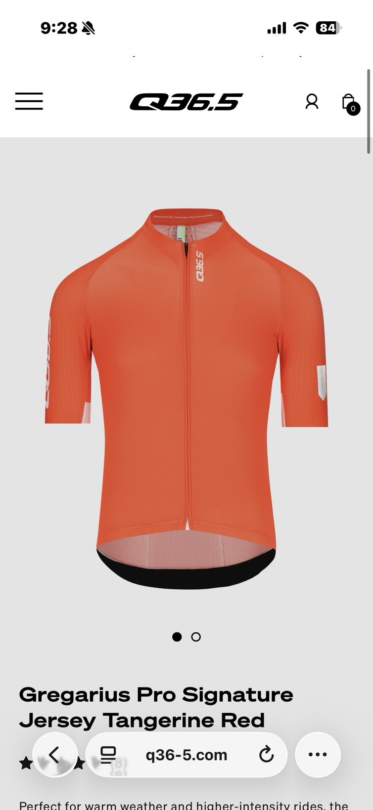 Q36.5 Gregarius Pro Signature Jersey Tangerine Red XS
