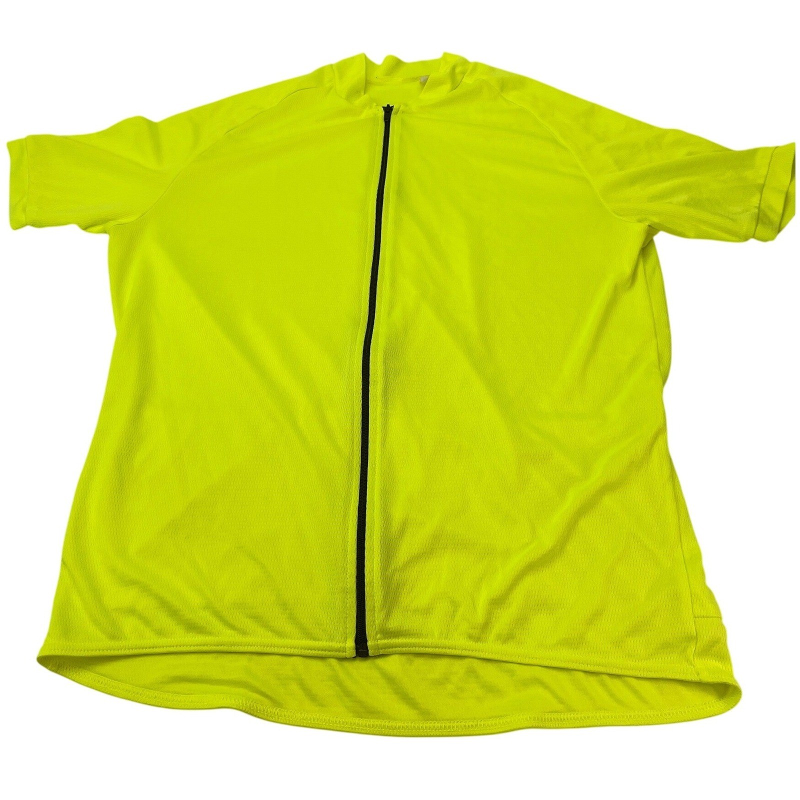 Unbranded Cycling Jersey Mens XL Neon Yellow Full Zip Short Sleeve Mesh