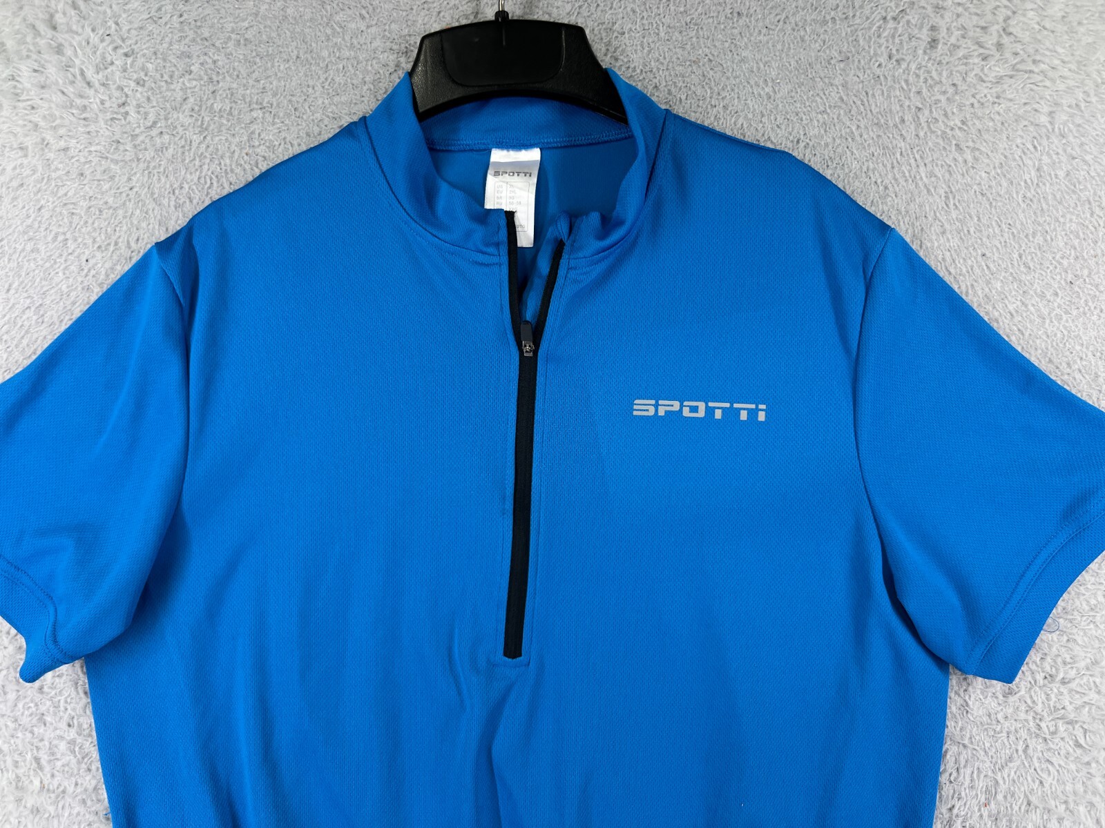 Spotti Shirt Mens Extra Large Blue 1/2 Zip Short Sleeve Polyester Pockets
