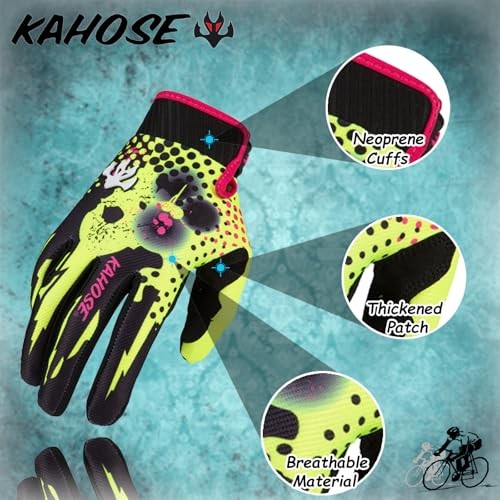 Unisex Dirt Bike Gloves, Full Finge Touchscreen Medium Black/Yellow01