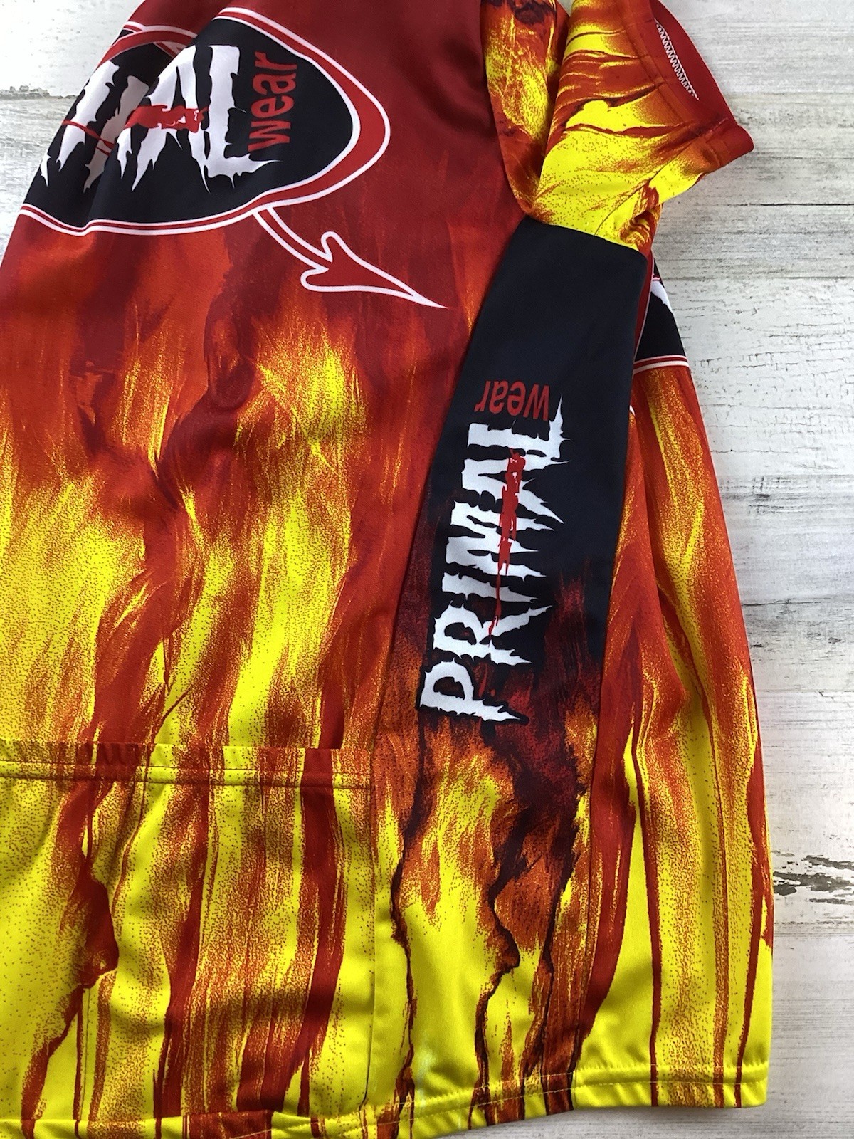 Primal Wear 2 Hot 4 U Men’s Sz S Cycling Dirt Bike Flames Jersey Waist Pockets