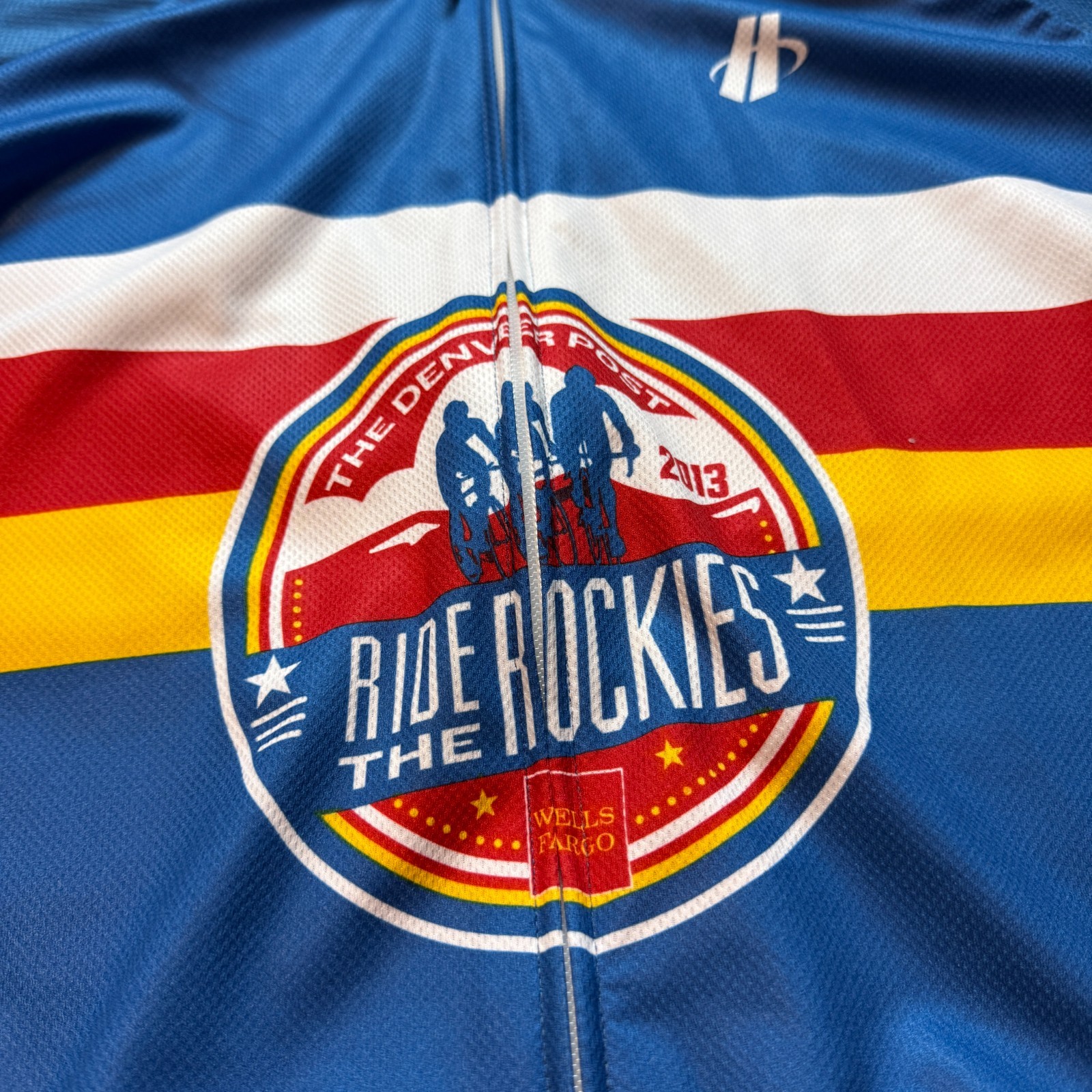 Ride the Rockies Colorado Cycling Jersey Shirt Blue Red by Hincapie Men’s Size L