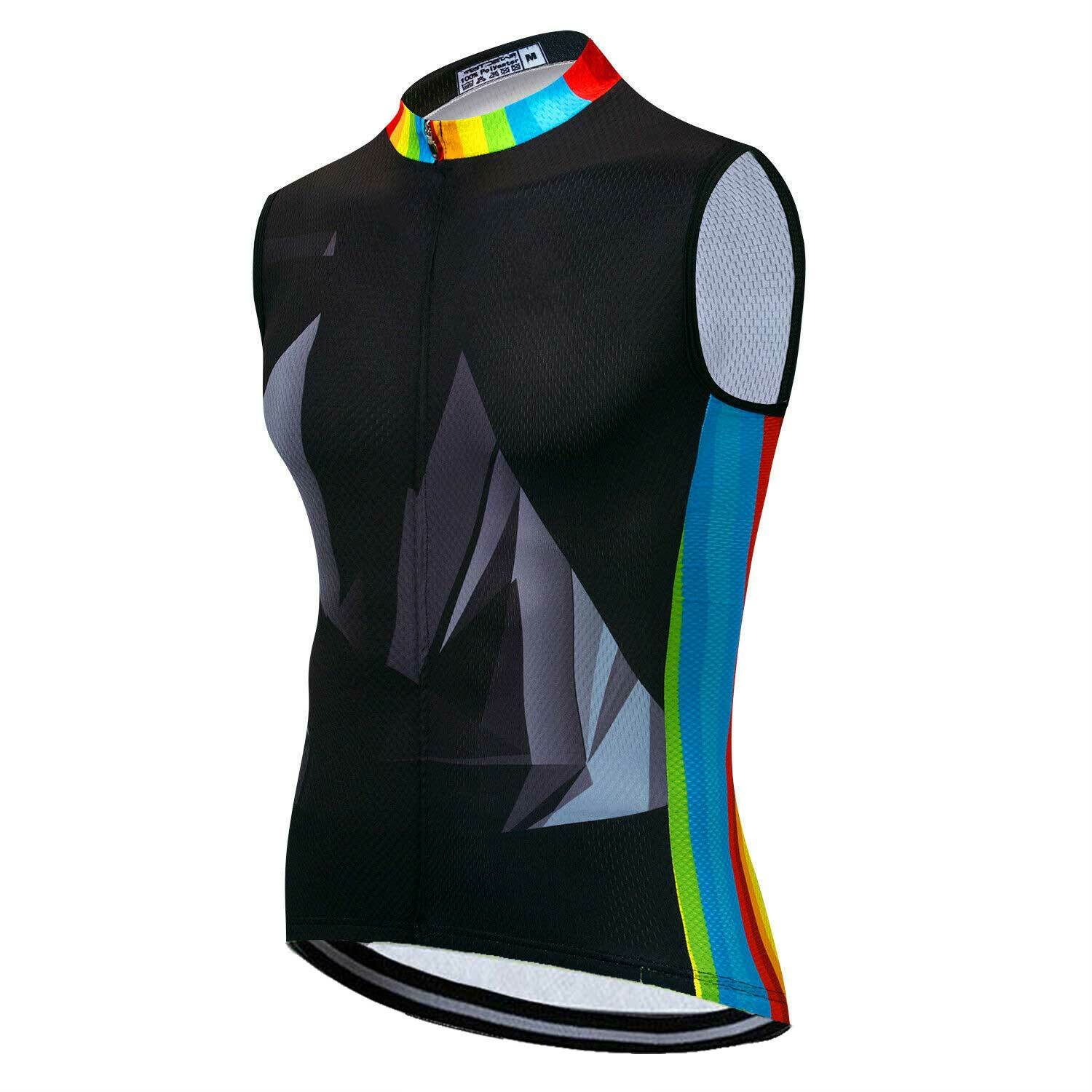 Men’s Sleeveless Cycling Jersey Shirts Reflective Bike Cycle Vest Top S-5XL