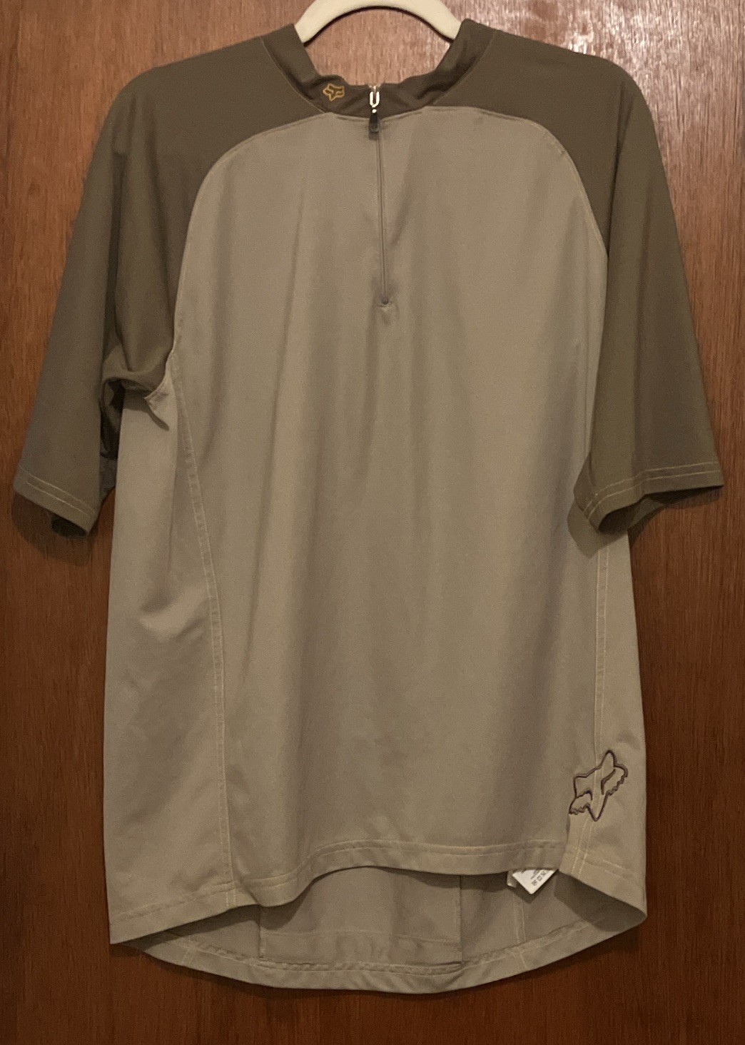 Fox Men’s XL Cycling Jersey 1/4 Zip Mock Neck Pockets Tan/Brown Polyester