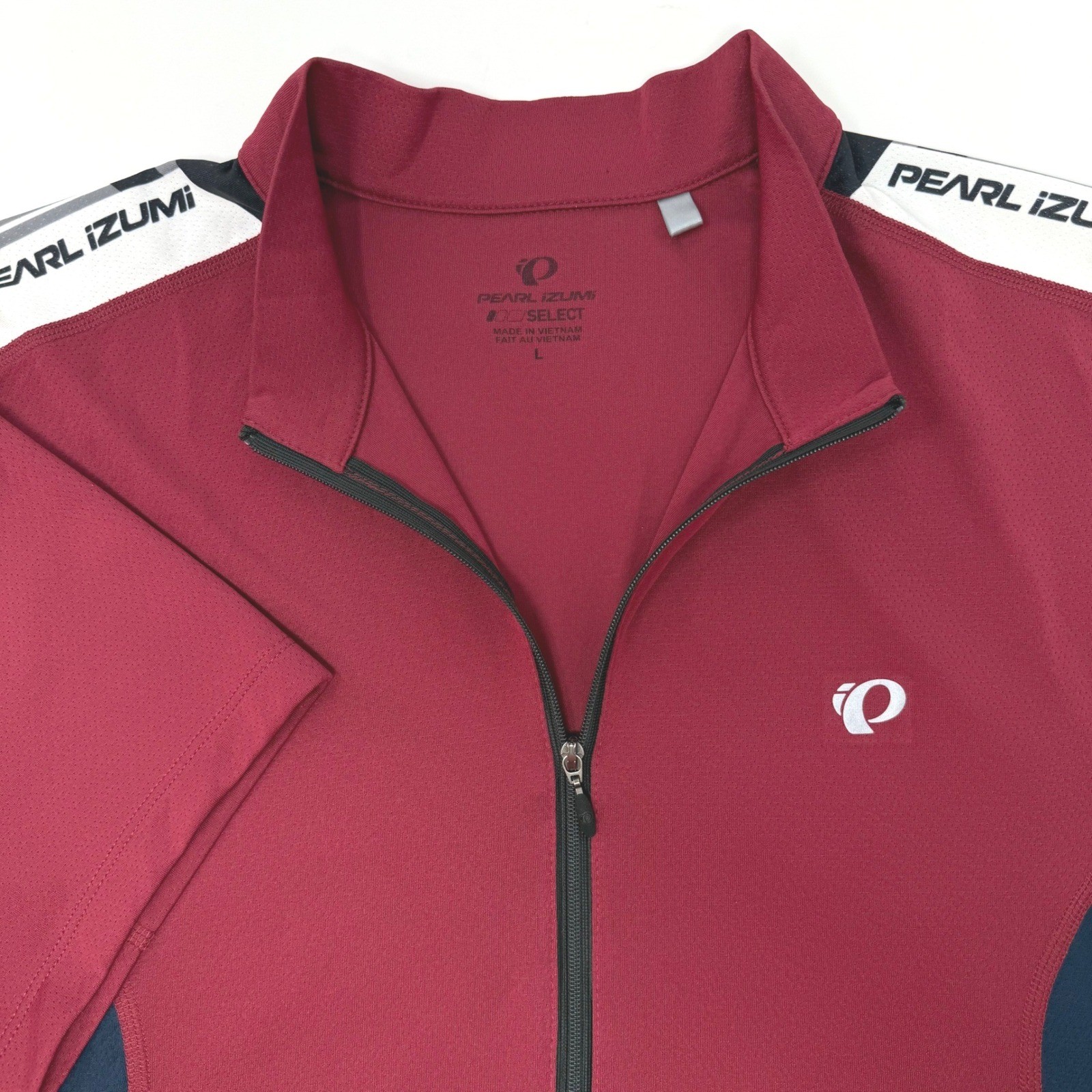 Pearl Izumi Select Mens Cycling Jersey Large Burgundy Navy Half Zip Short Sleeve