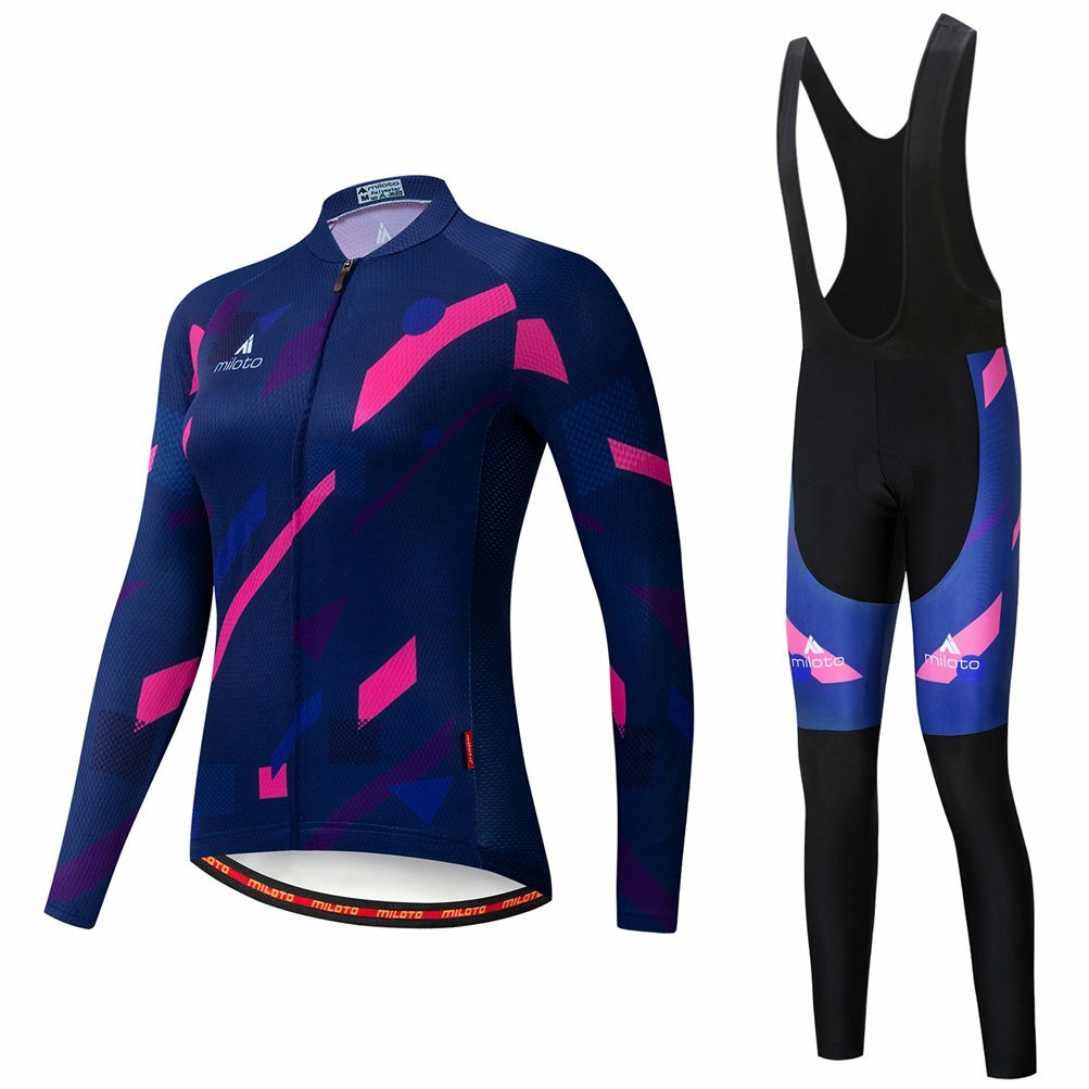 Miloto Women’s Cycling Long Kit Long Sleeve Jersey and (Bib) Pants Tight Padded