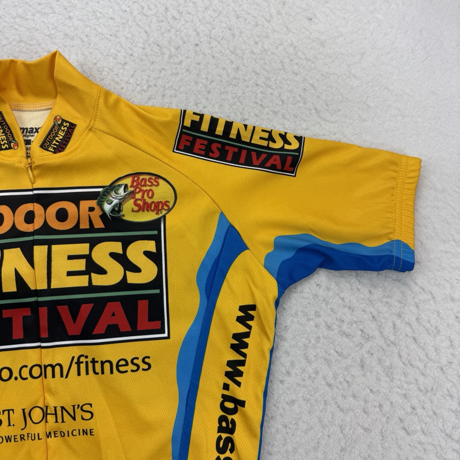 Vomax Bass Pro Shops Cycling Jersey Mens XS Yellow Zip Short Sleeve Outdoor