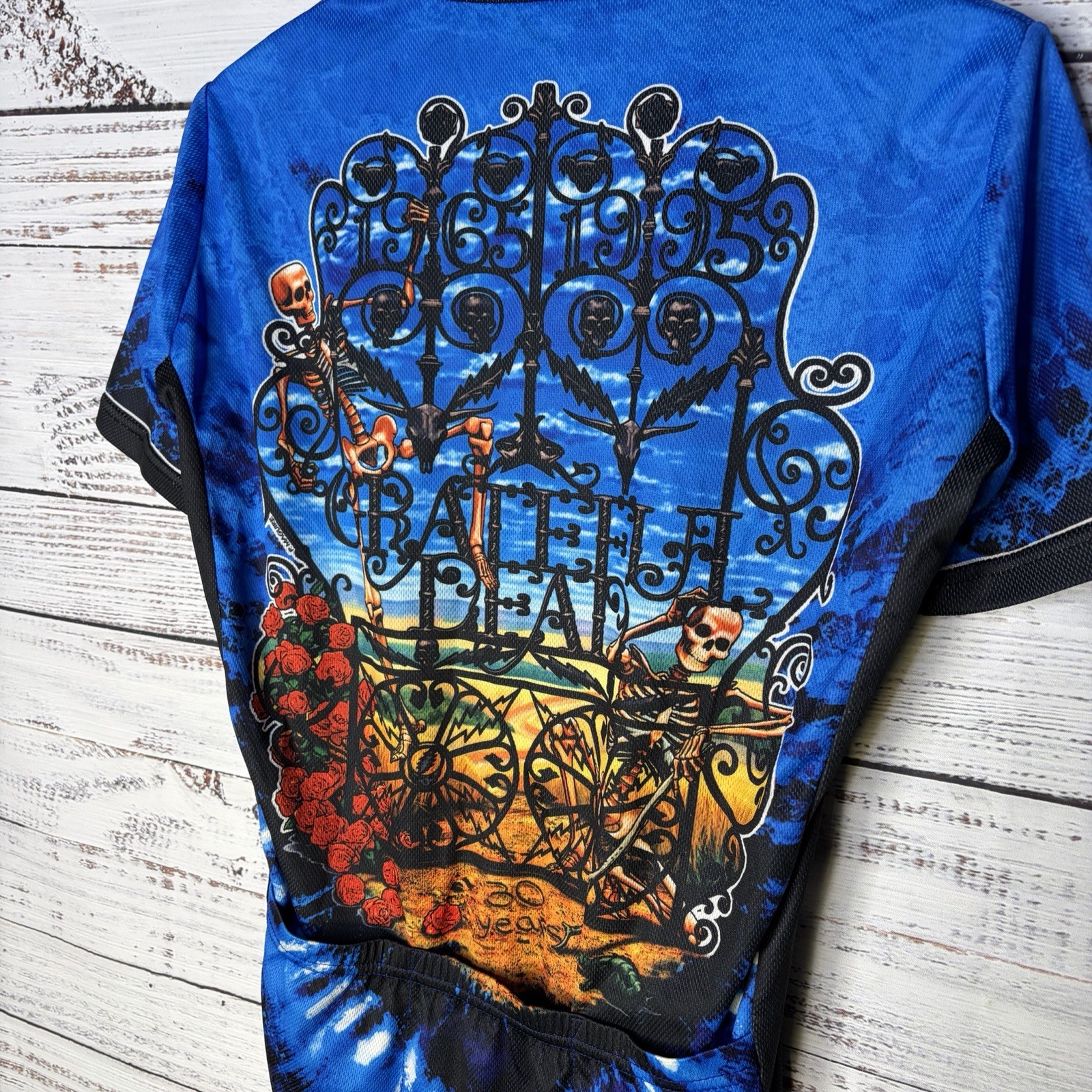 Primal Wear Grateful Dead Cycling Jersey Shirt Full Zip Skeleton Bertha Small