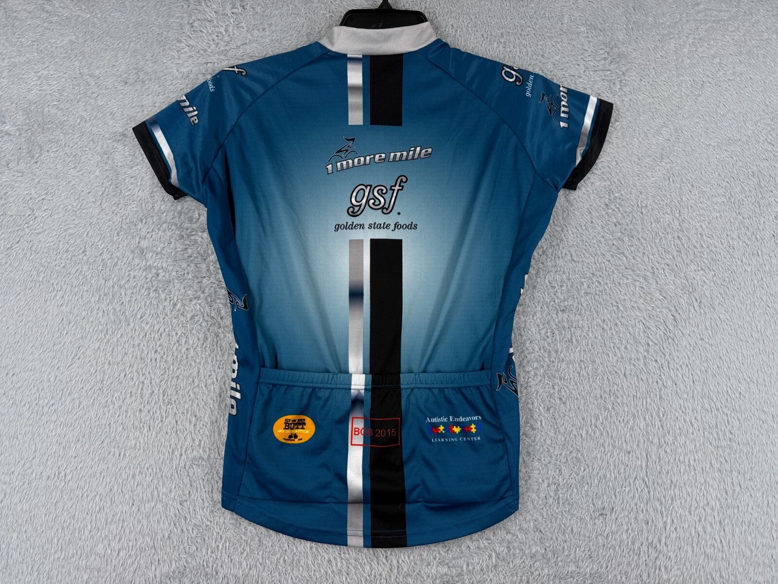 Primal Cycling Jersey Women Medium Blue White Full Zip 100% Polyester Pockets