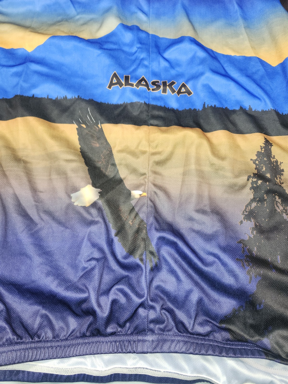 NimbleWear 1/2 Zip Club Cut Cycling Biking Jersey Alaska Eagle Mens Size XXXXL