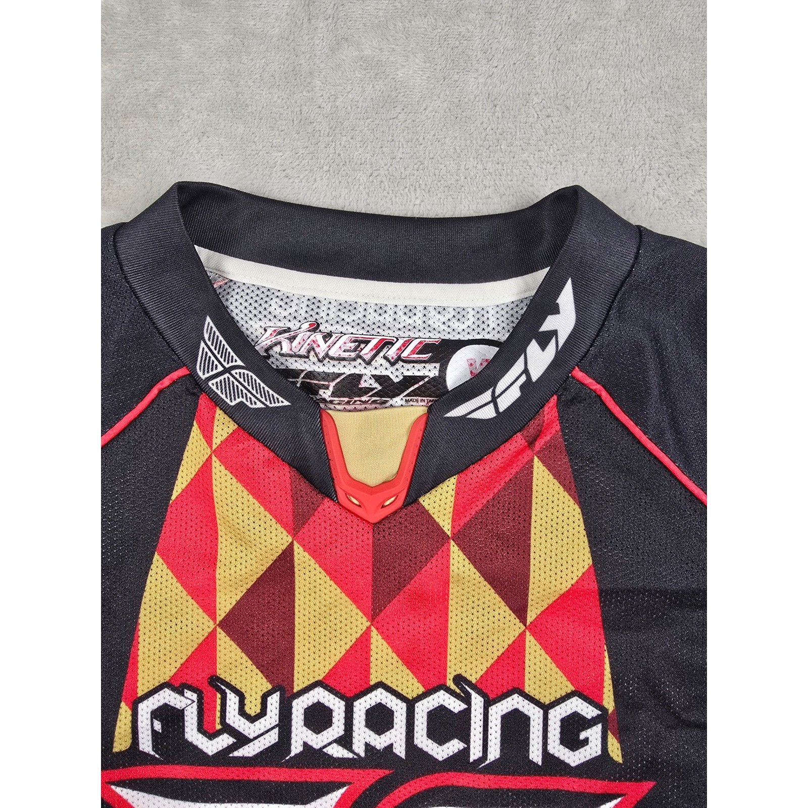 Fly Racing Kinetic Motocross Jersey Mens XL Red Black Geometric Long Sleeve Read