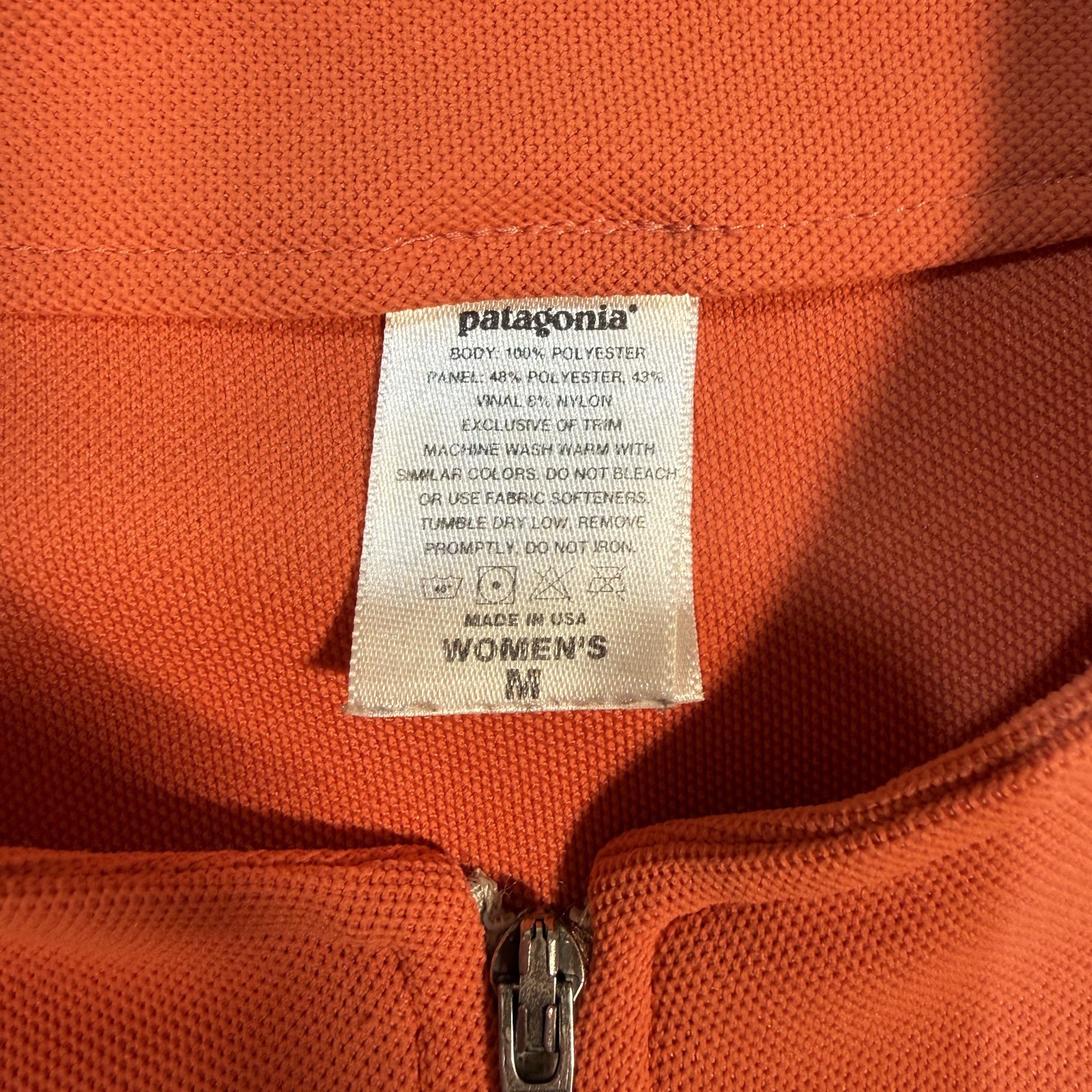 Vintage Patagonia Cycling Jersey Womens Size M Orange Colorblock USA Made
