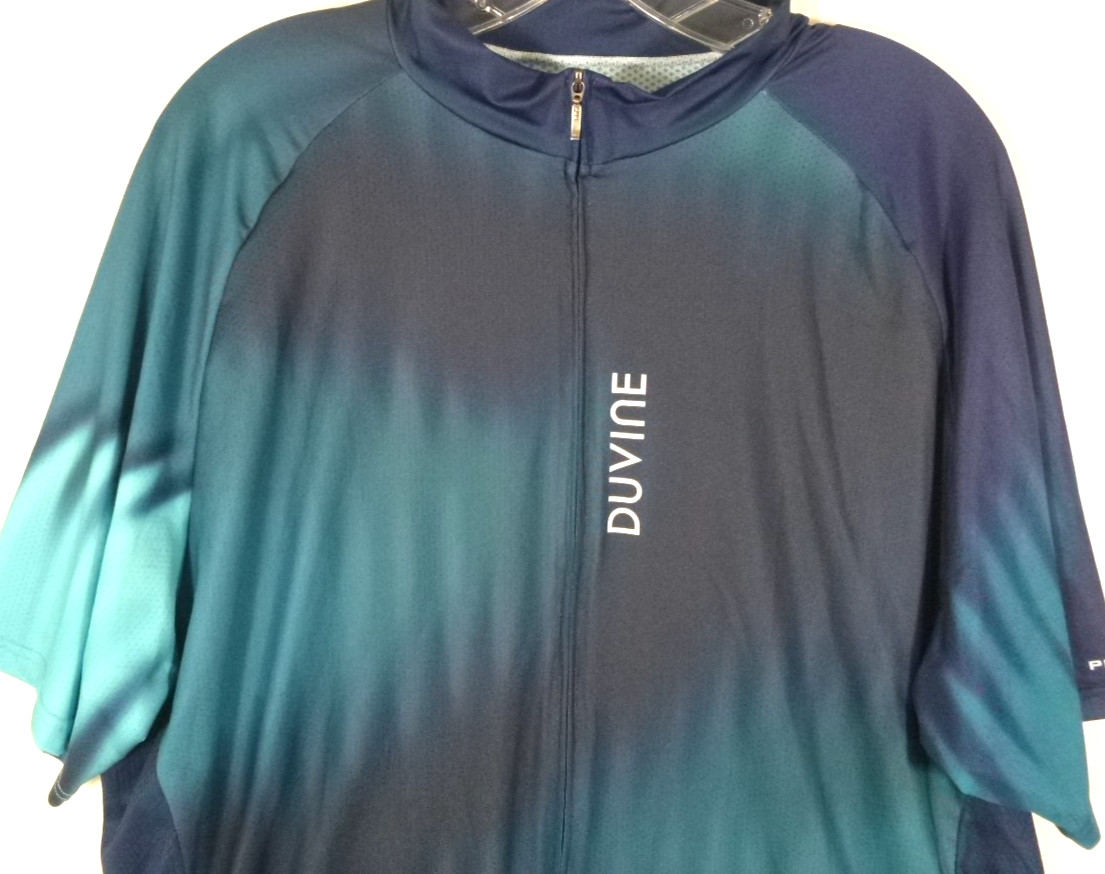 Primal Duvine-Mens Short Sleeve Cycling Jersey-Full Zip-3XL XXXL-Blue