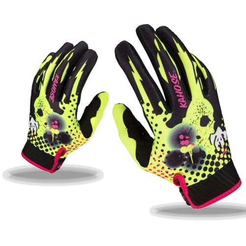 Unisex Dirt Bike Gloves, Full Finge Touchscreen Medium Black/Yellow01