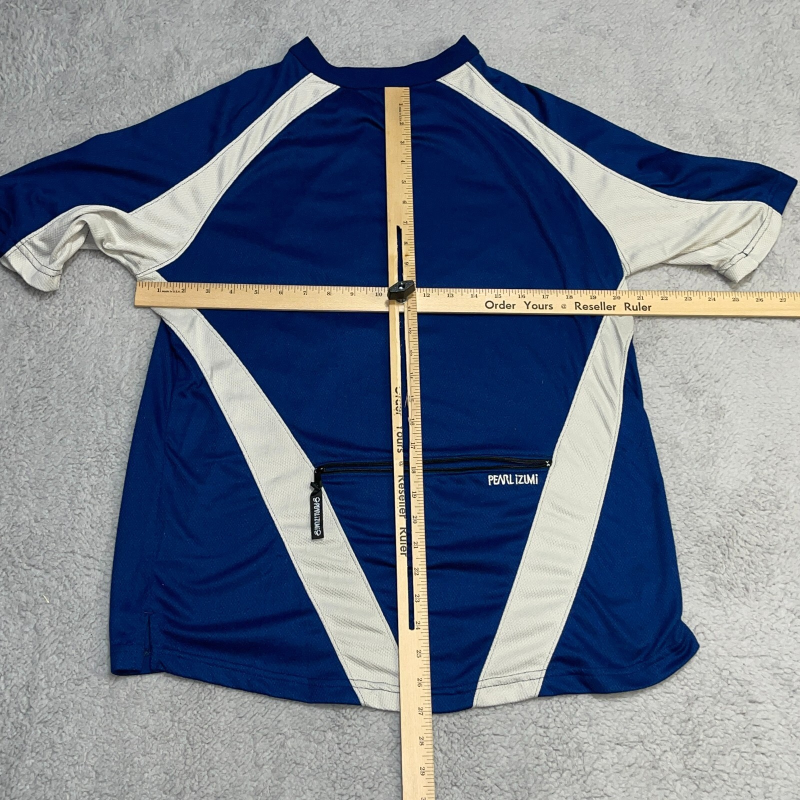 Pearl Izumi Cycling Jersey Men’s Medium 1/4 Zip Blue White Stretch Lightweight