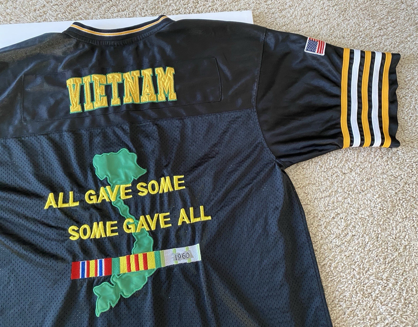 USA Vietnam Veteran Black Men’s Football Jersey Size XL – Some Gave All 1960s