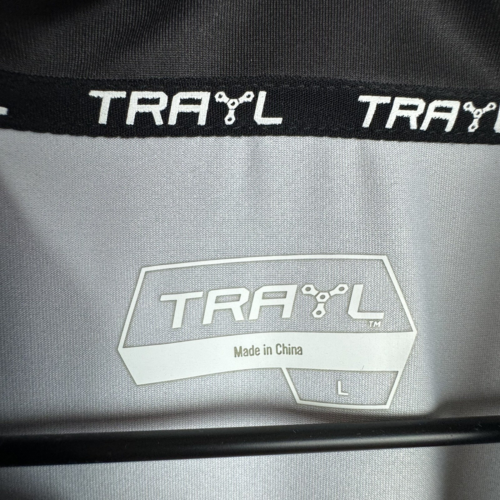TRAYL Cycling Orange Gray Bike Jersey Short Sleeve Shirt Sz LARGE UPF 50 Zipper