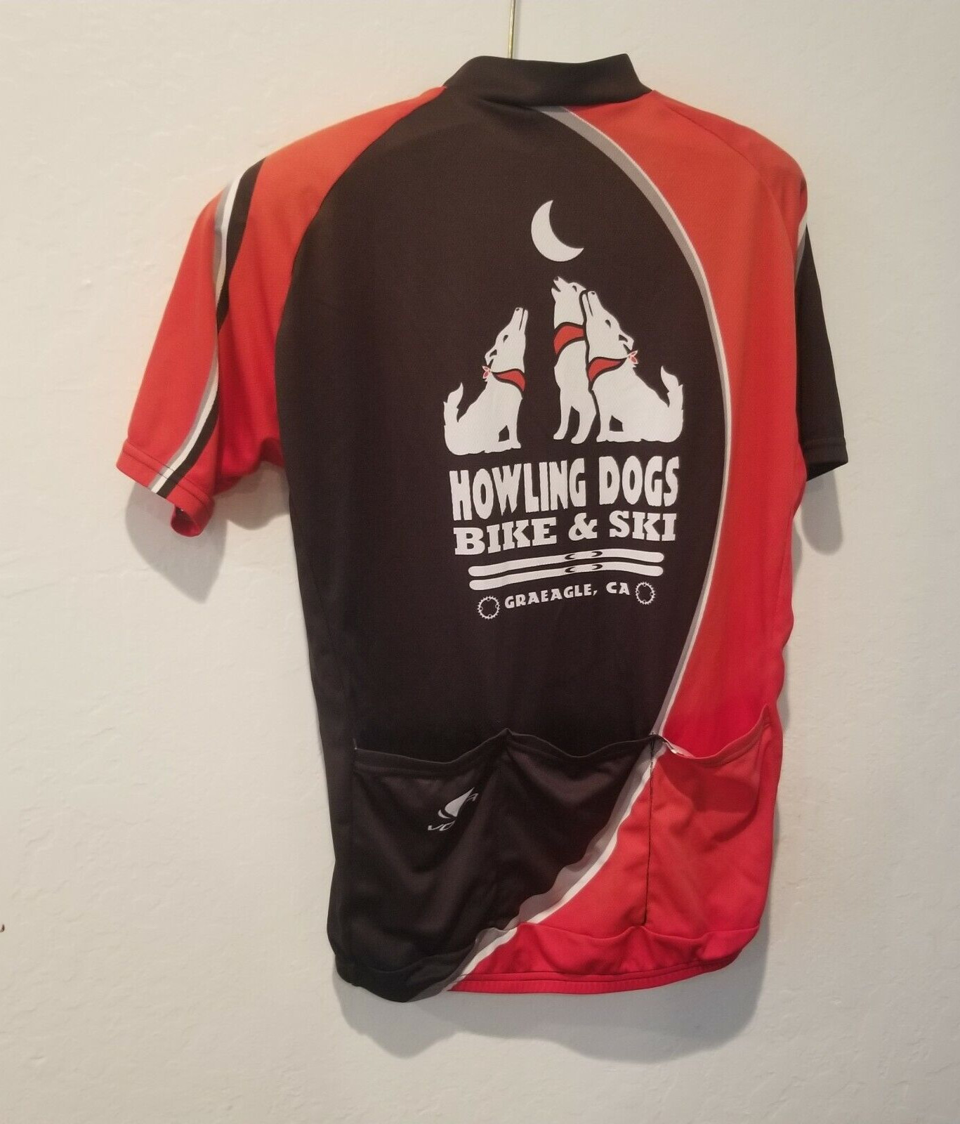 Voler Men Howling Dogs 3/4 Zip Cycling Jersey Short Sleeve Shirt Large Red Black