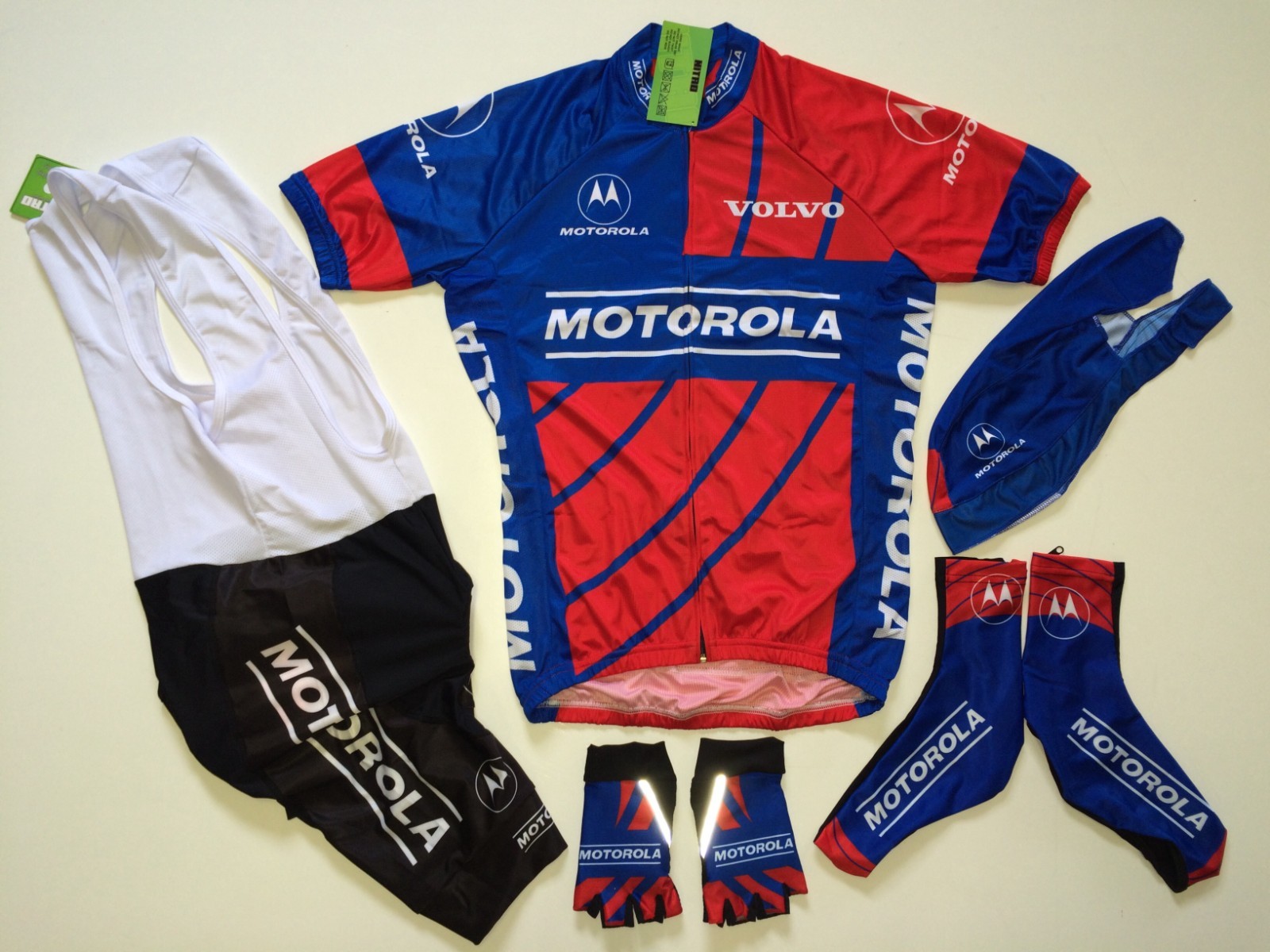 Motorola Bike Cycling Kit Men’s Short Sleeve *Blue/Red* Padded Small-XXXLarge
