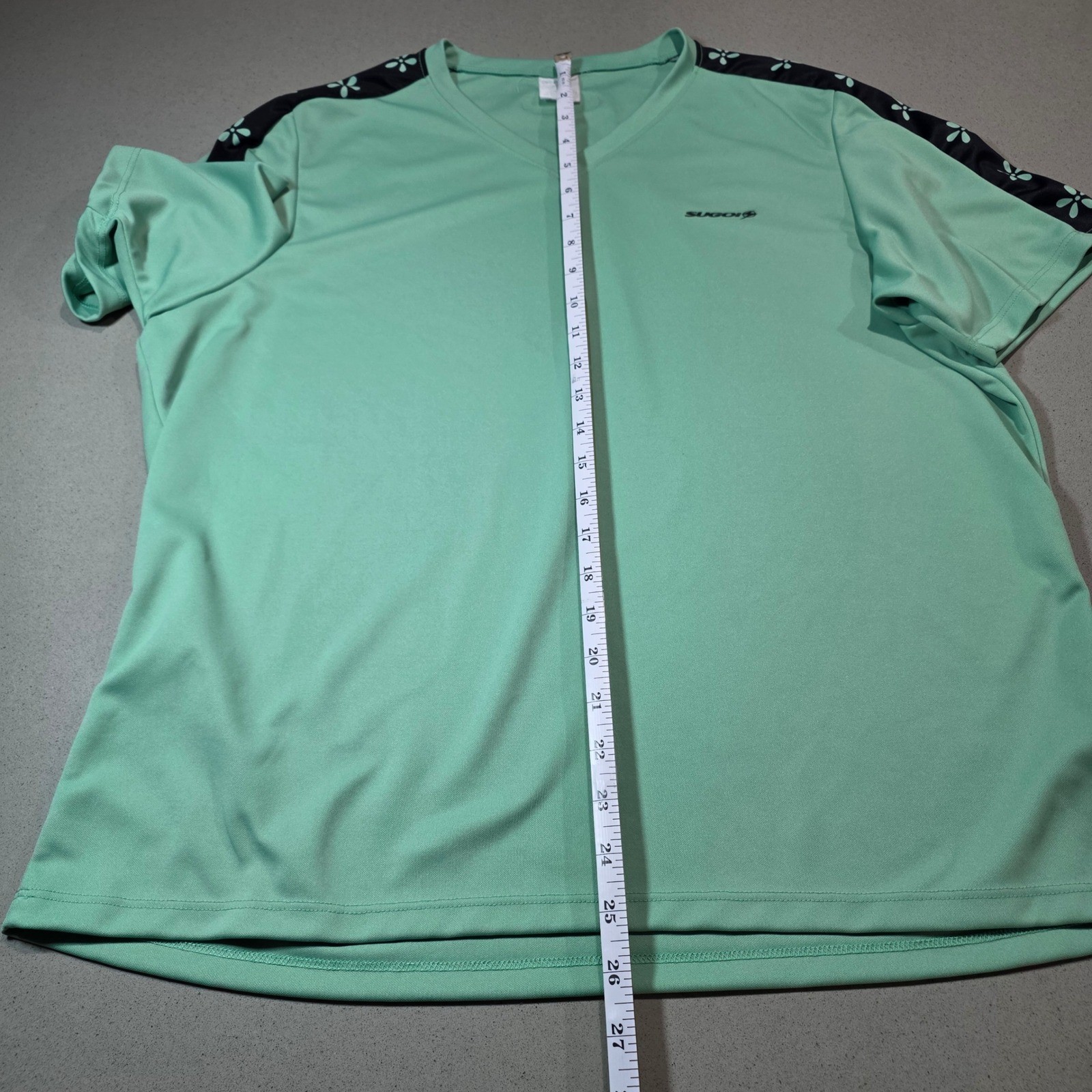 Sugoi Womens XXL Mint Green V-Neck Cycling Jersey Floral Sleeve Stripe Top
