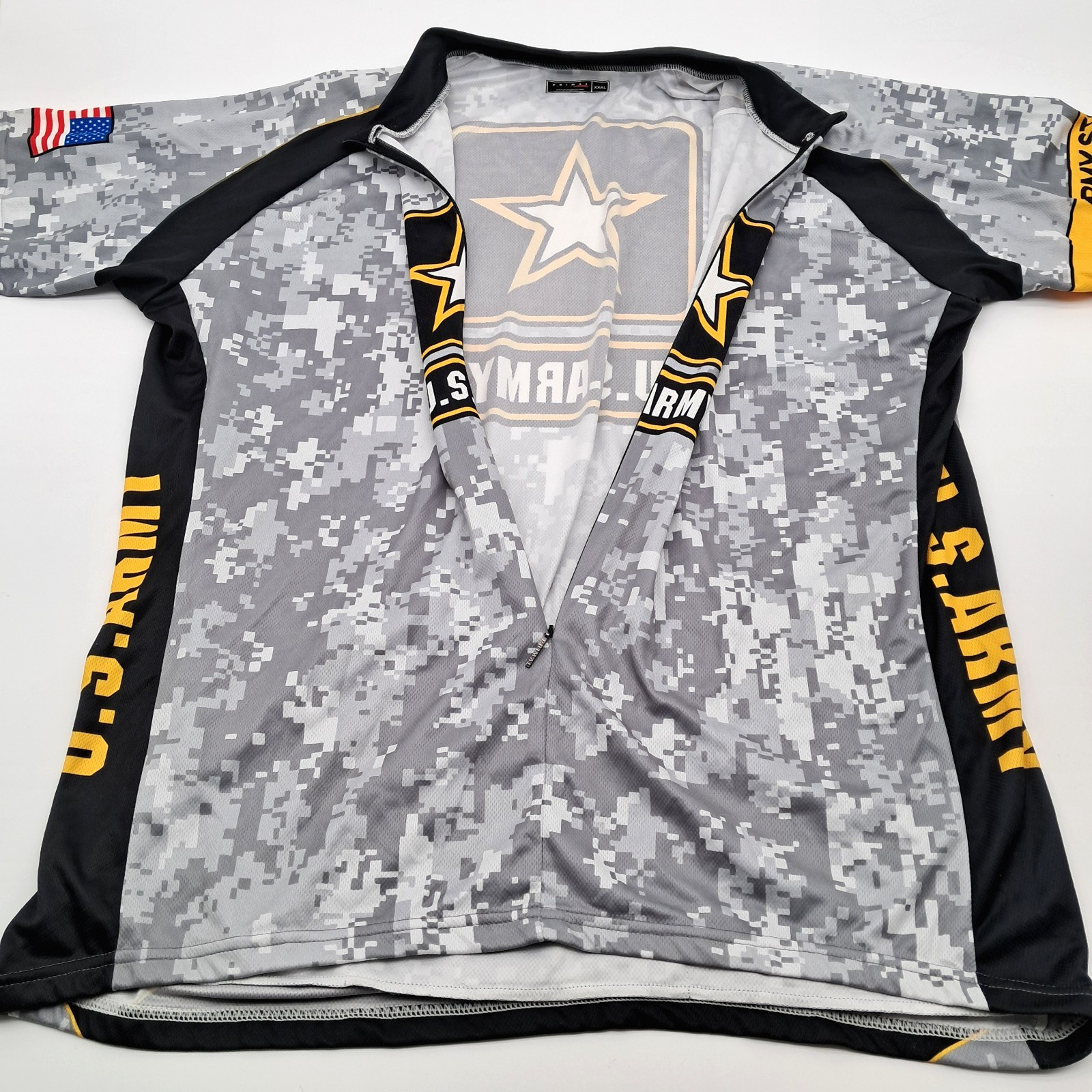 Primal Cycling Jersey Mens XXXL US Army Gray Camo 3/4 Zip Patriotic USA Military