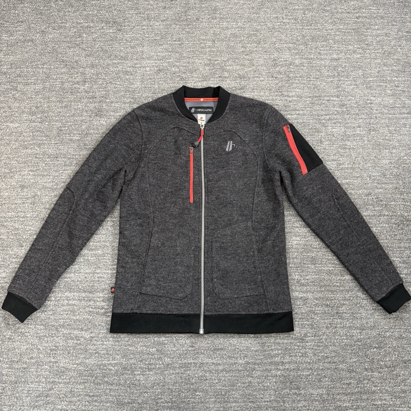 Hincapie Lusso Wool Sweater Men Small Gray Full Zip Merino Bike Commute Jacket