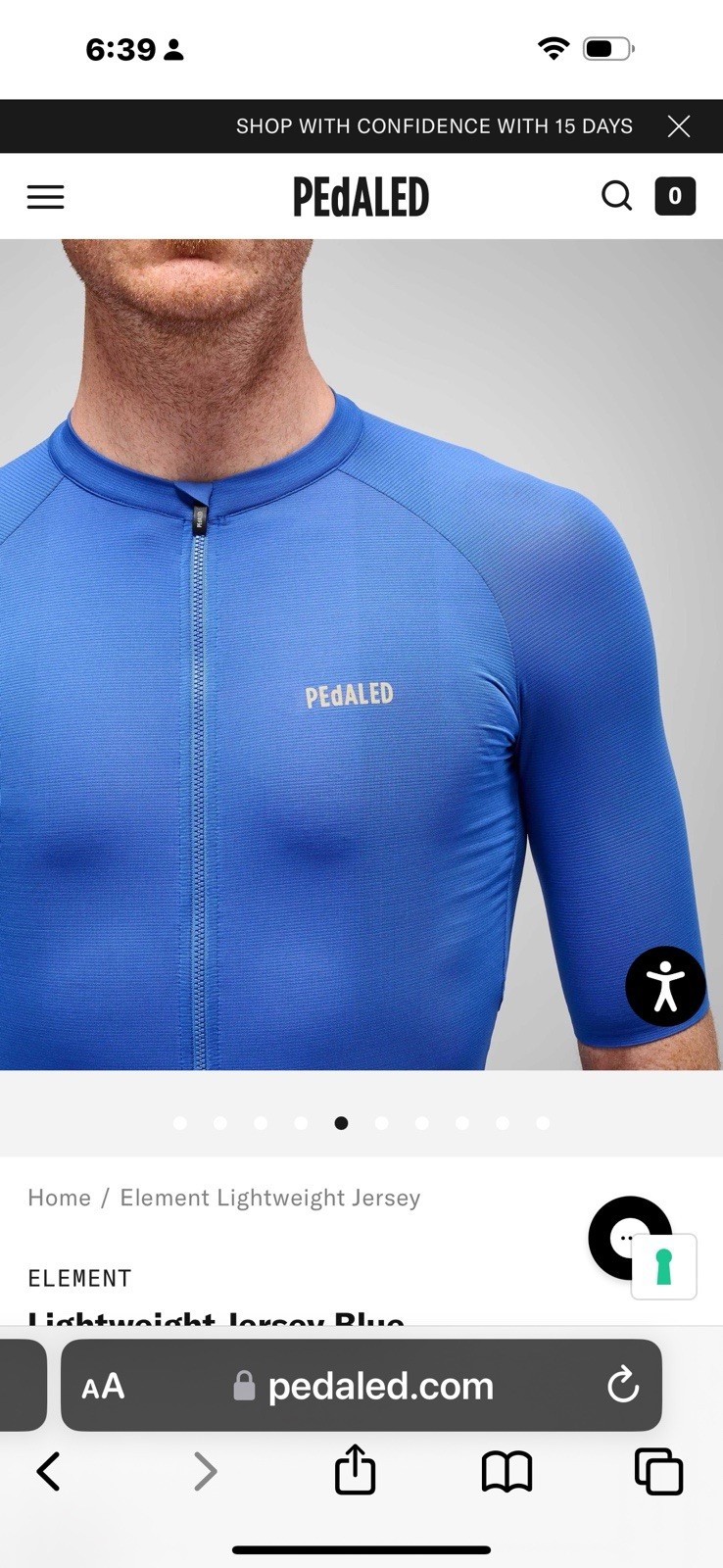 PEdALED Men’s Cycling Jersey Blue Size XXL Element Breathable Slim Reflective