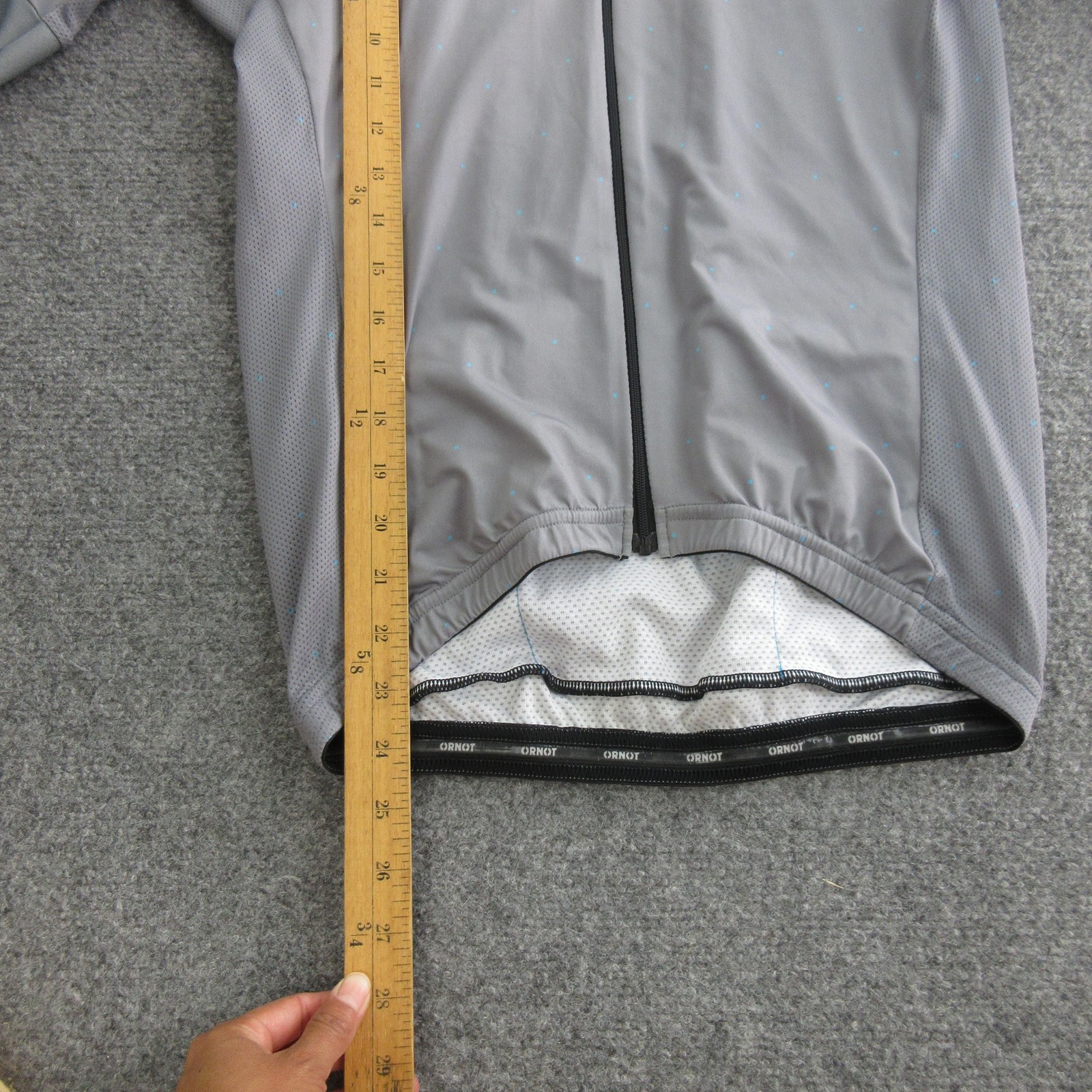 Ornot Cycling Jersey Mens Medium Gray Graphic Full Zip Short Sleeve Made In USA