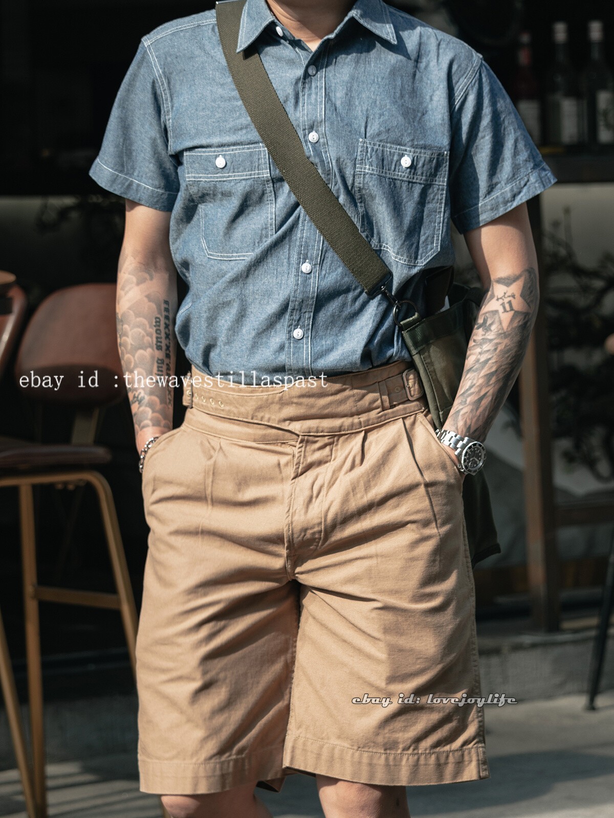 NON STOCK Chambray Short Sleeve Shirt Classic Men’s Regular Fit Workshirt Blue