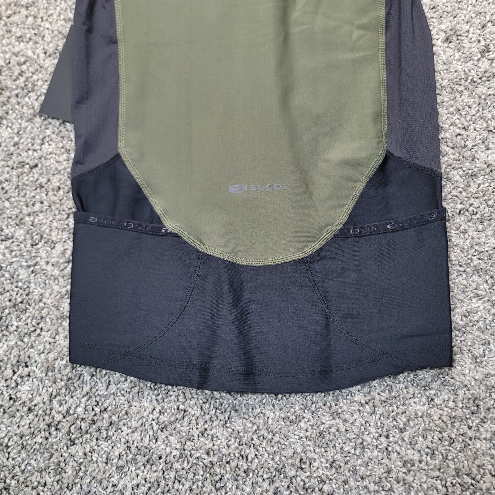 Sugoi Cycling Shirt Mens Small Green Black 3/4 Zip Jersey Vest Sleeveless