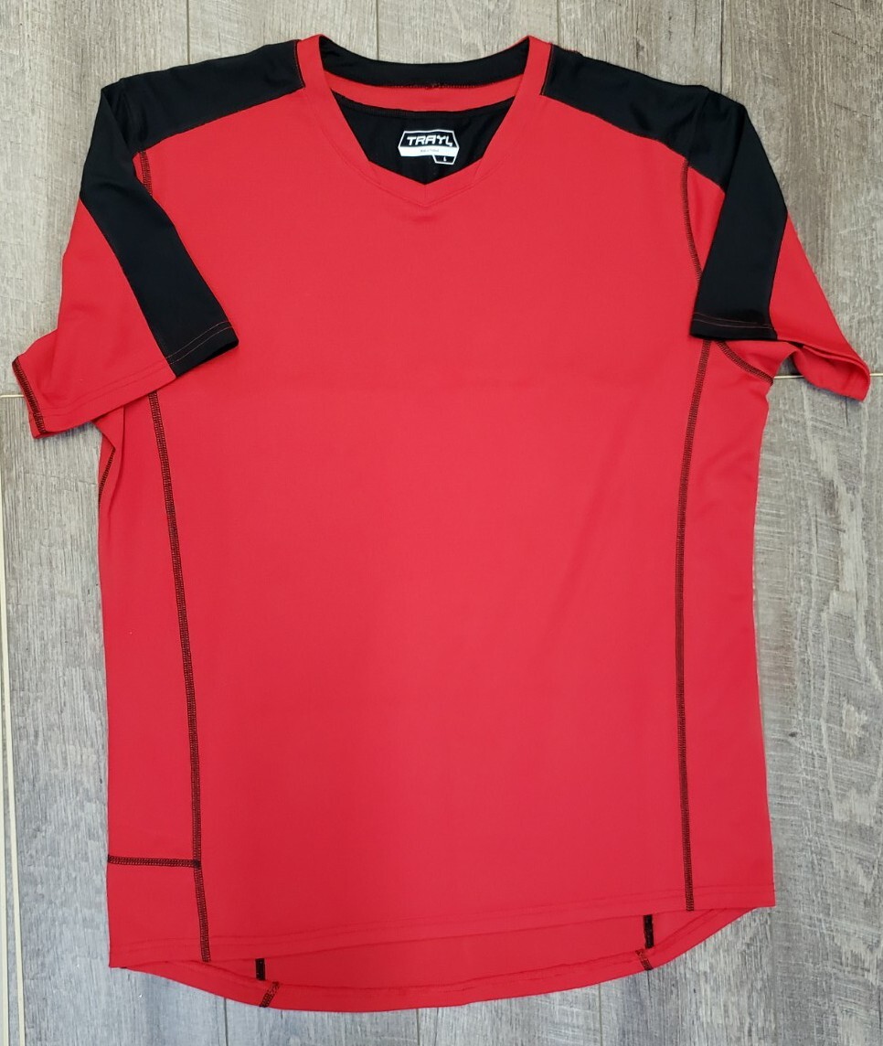 Lot Of 3 Trayl Mens Red Blue Pullover 1/4 Zip Cycling Jersey – Size L