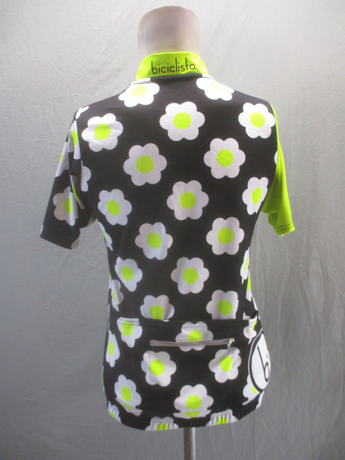 Biciclista Size L Womens Floral Short Sleeve Pocket Zip Up Cycling Jersey 446