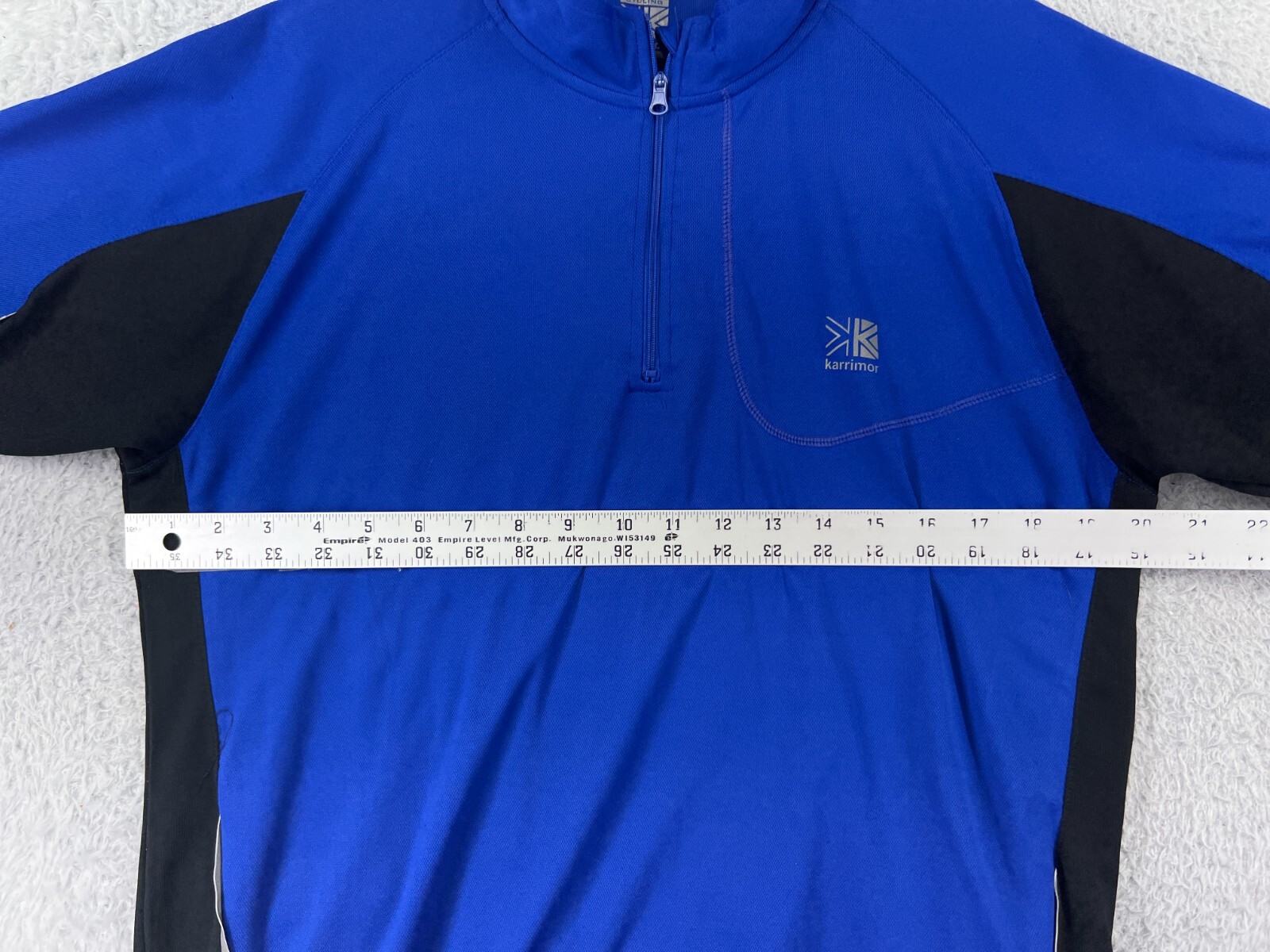 Karrimor Cycling Jersey Mens Large Blue Black Rear Pockets 100% Polyester