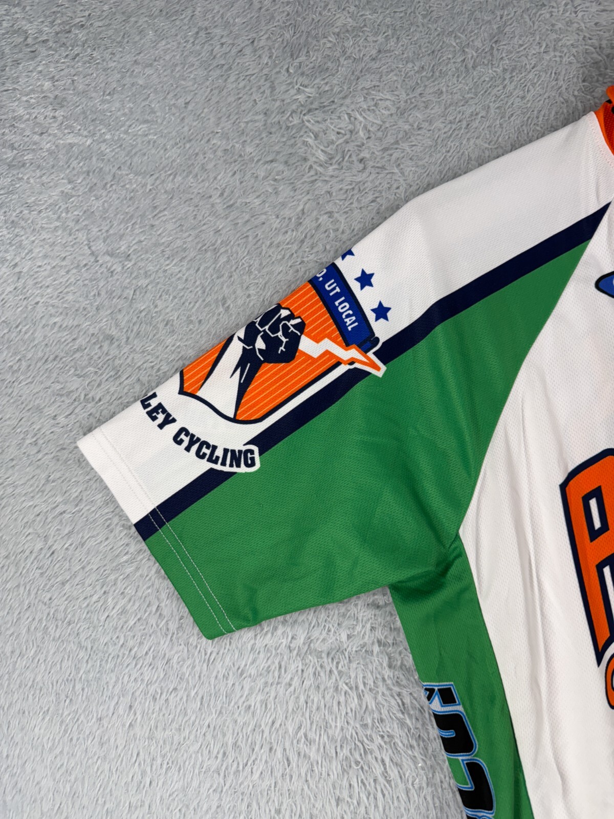 Champsys Cycling Jersey Adult 2XL XXL Green Orange Full Zip Racers Cycle Service