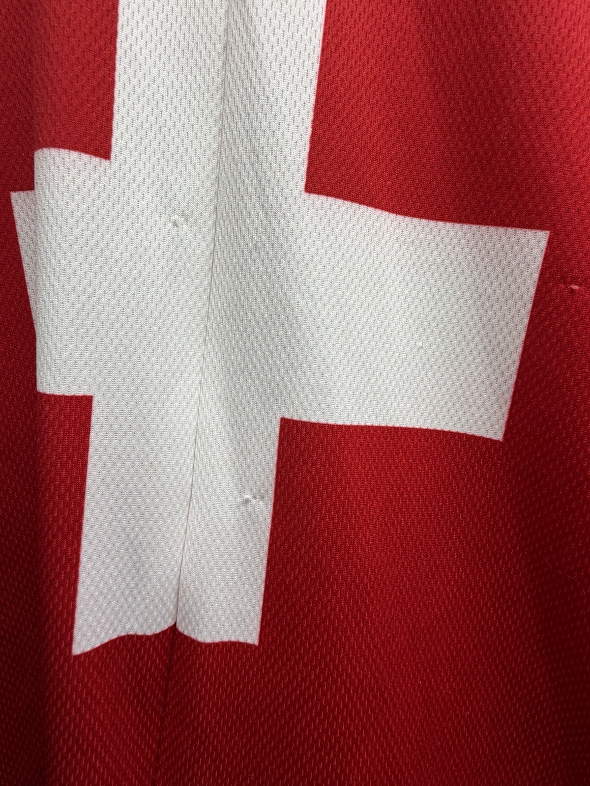 Vintage Suisse Switzerland Cycling Jersey Red White Cross Bike Shirt Size XL