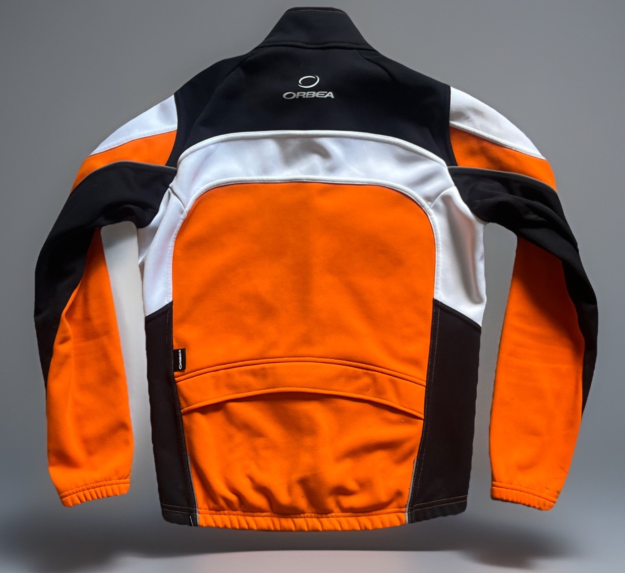 Cycling Jacket Small Orbea Fleece Lined Colorblock Orange Black White Retro Y2K