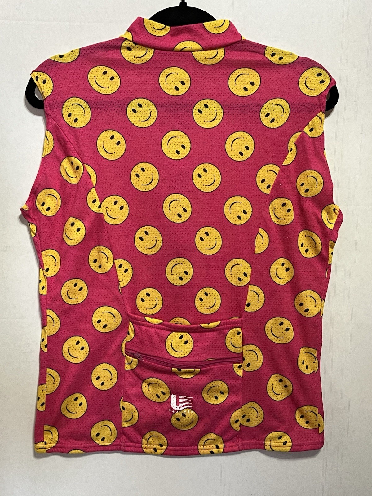 Urbanek Women’s Pink Happy Face Bicyclist Jersey S Size