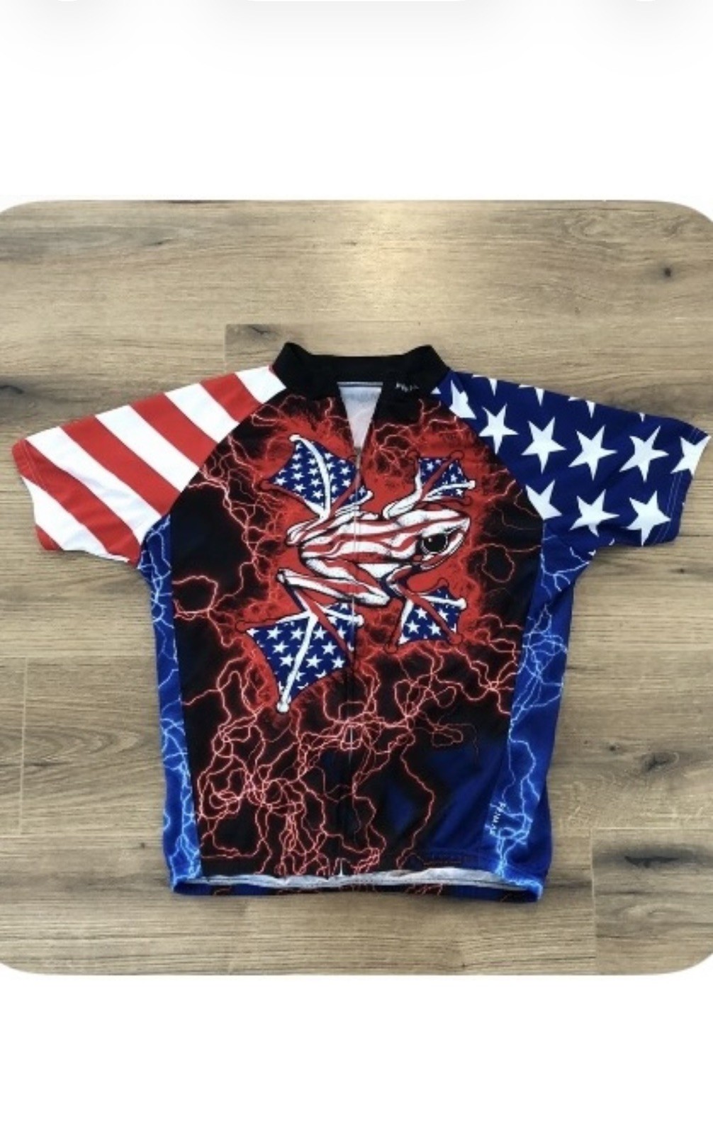 Primal Wear American Flyer Frog Short Sleeve 3/4 Zip Cycling Jersey- Men’s Large