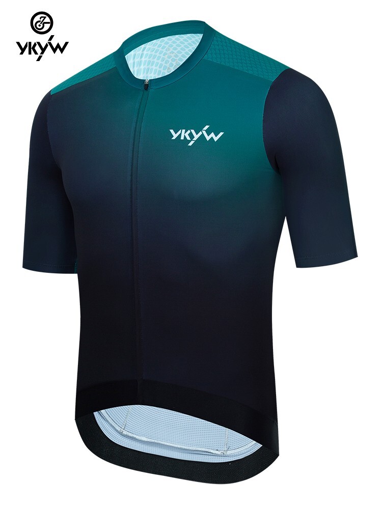 YKYW Men’s Cycling Jersey Short Sleeve Bicycle Shirt Maillots MTB Gradient Tops