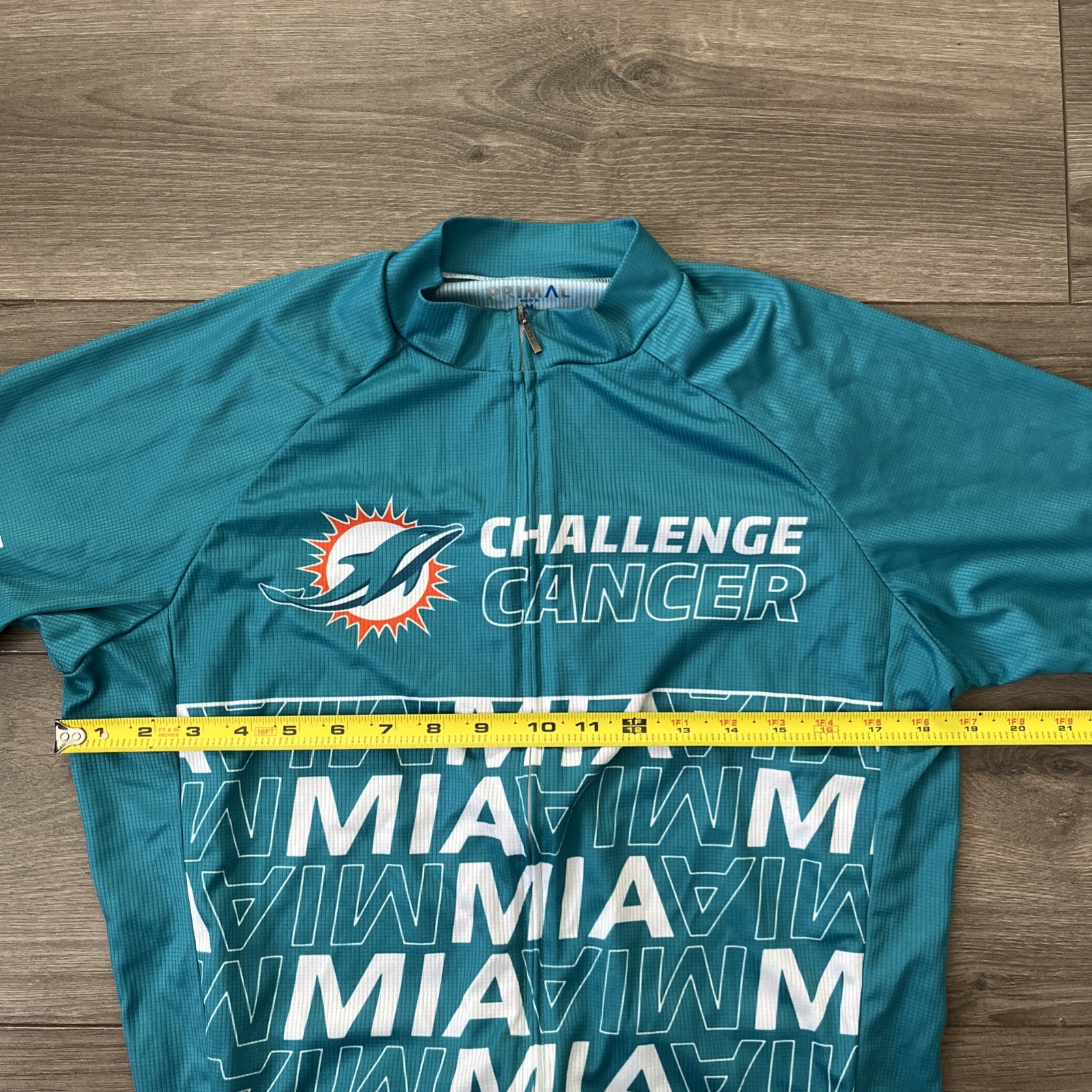 Primal Cycling Jersey Mens M Full Zip Short Sleeve Miami Dolphins Challenge